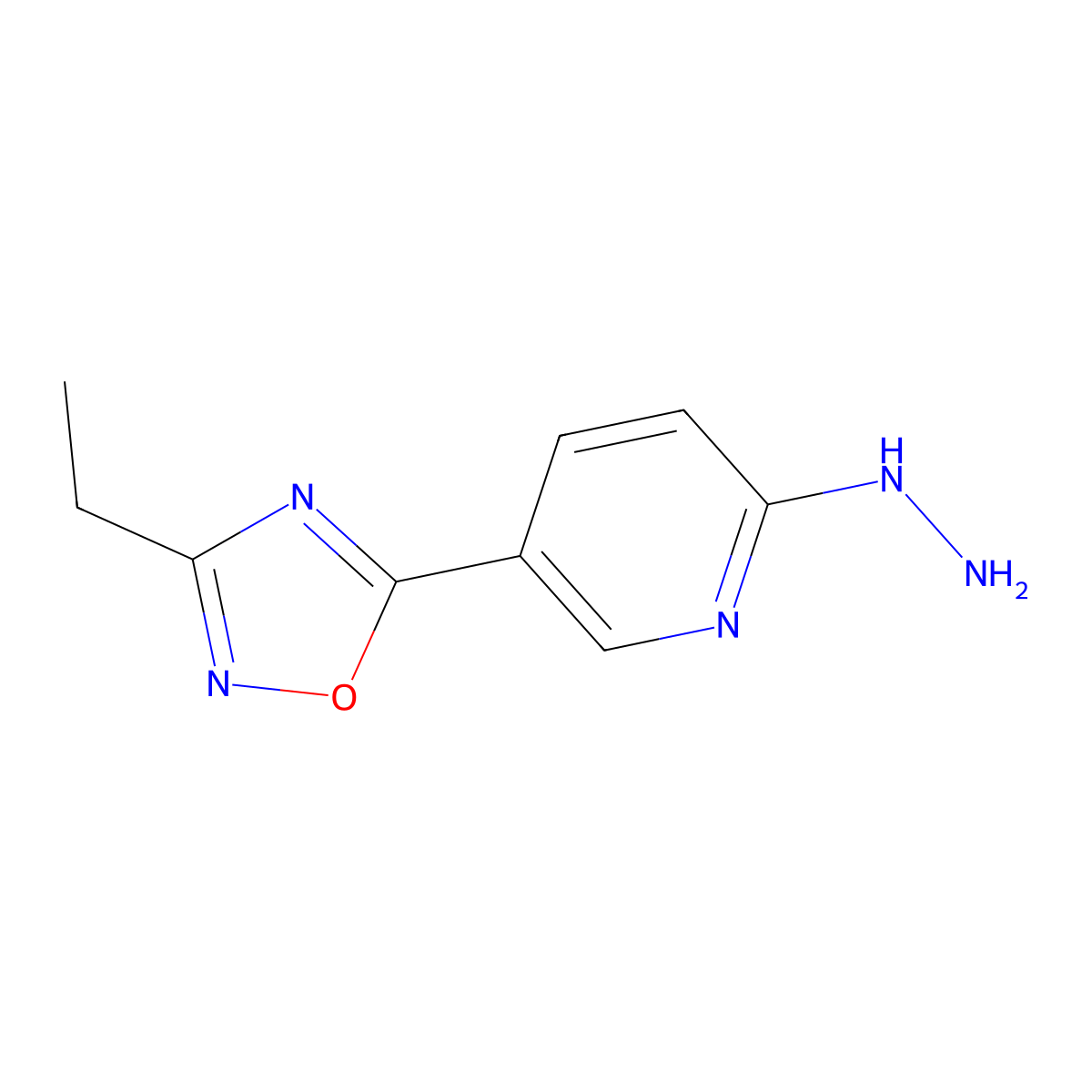 3-Ethyl-5-(6-hydrazinylpyridin-3-yl)-1,2,4-oxadiazole molecular structure, CAS 1325303-72-7