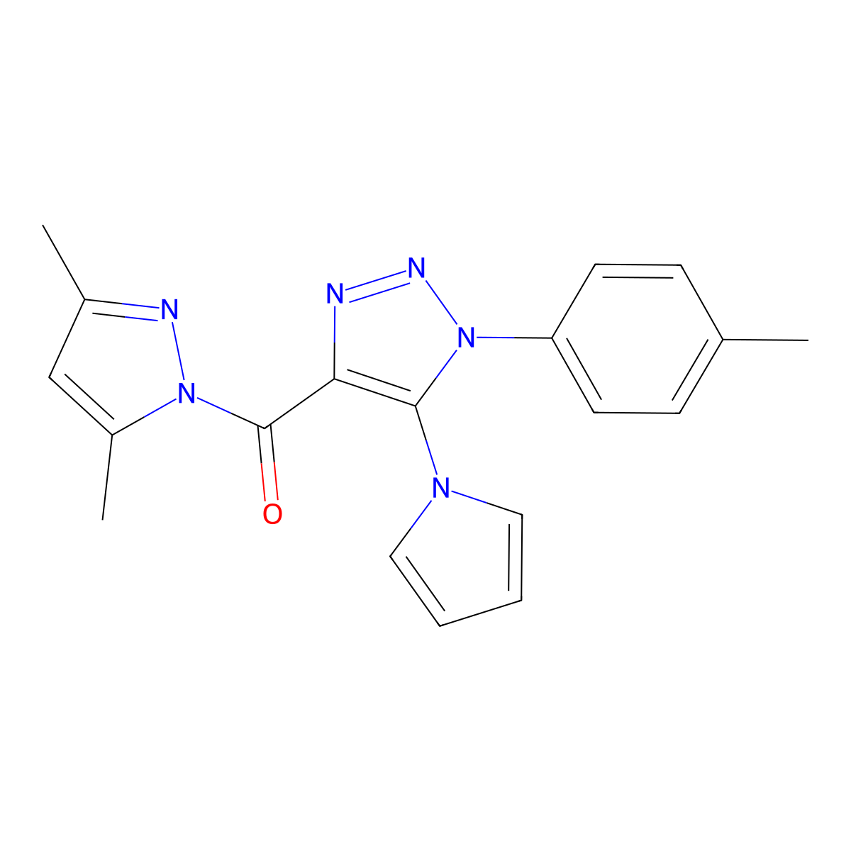 (3,5-dimethyl-1H-pyrazol-1-yl)[1-(4-methylphenyl)-5-(1H-pyrrol-1-yl)-1H-1,2,3-triazol-4-yl]methanone molecular structure, CAS 1325303-75-0