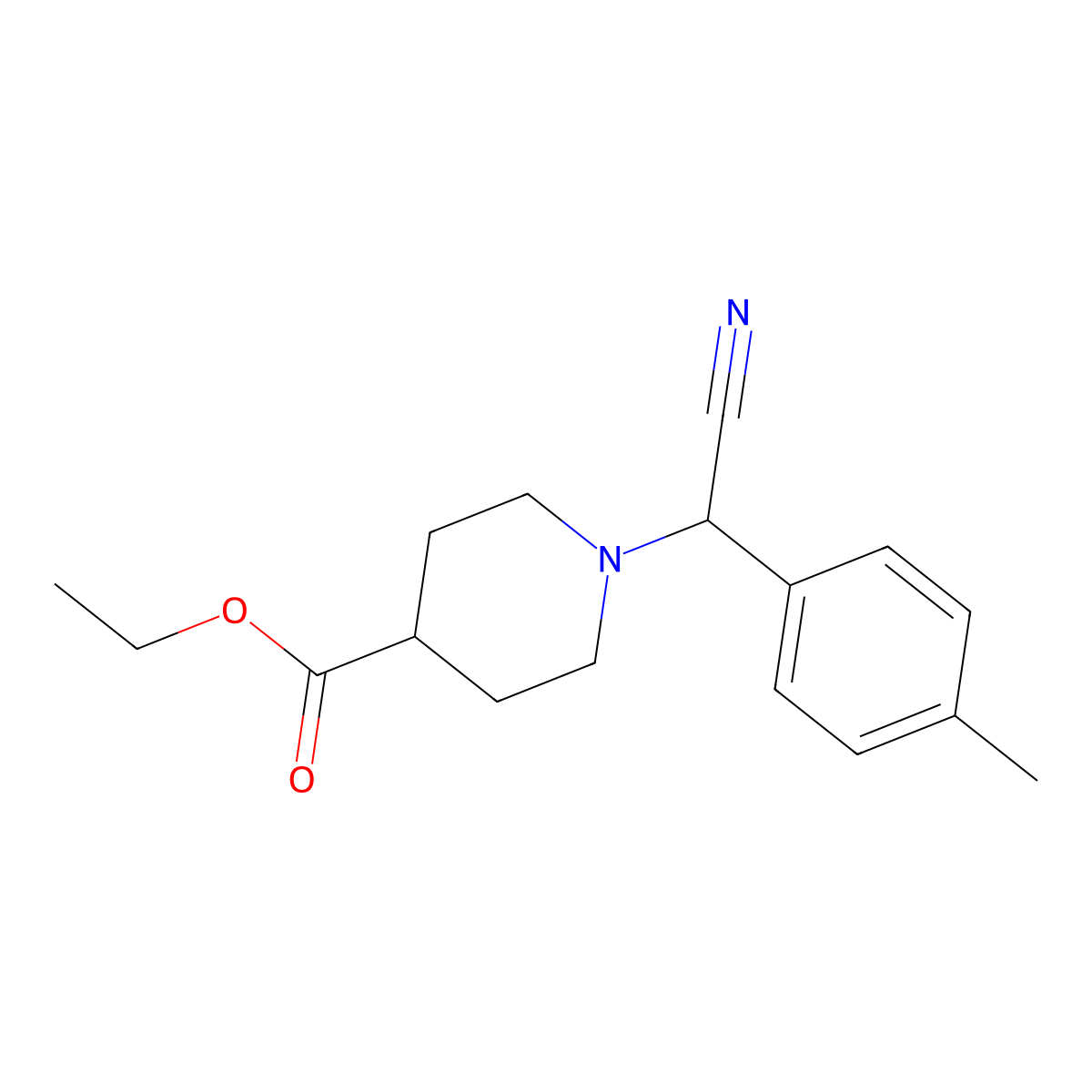 Ethyl 1-[cyano(4-methylphenyl)methyl]piperidine-4-carboxylate molecular structure, CAS 1325303-78-3
