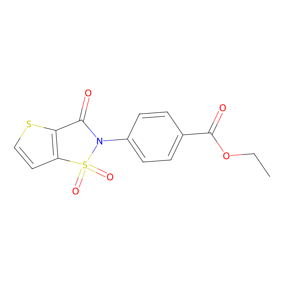 ethyl 4-(1,1-dioxido-3-oxothieno[2,3-d][1,2]thiazol-2(3H)-yl)benzoate molecular structure, CAS 1325303-79-4