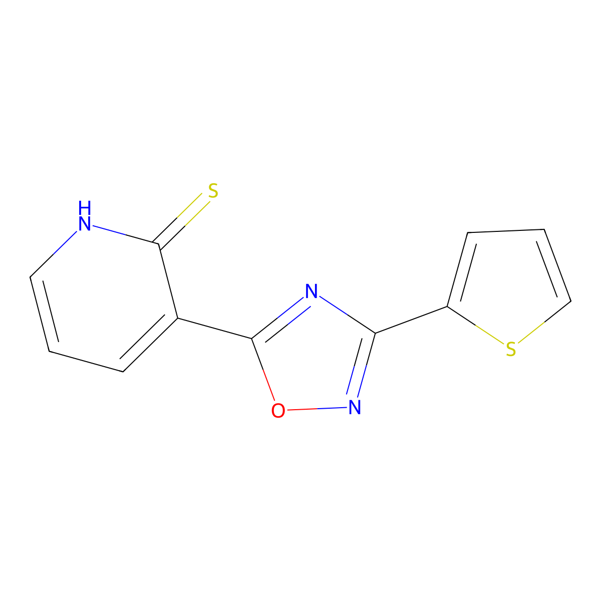 3-[3-(Thiophen-2-yl)-1,2,4-oxadiazol-5-yl]pyridine-2-thiol molecular structure, CAS 1325303-97-6