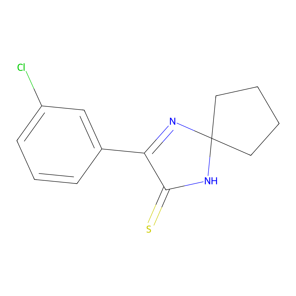 3-(3-Chlorophenyl)-1,4-diazaspiro[4.4]non-3-ene-2-thione molecular structure, CAS 1325303-99-8