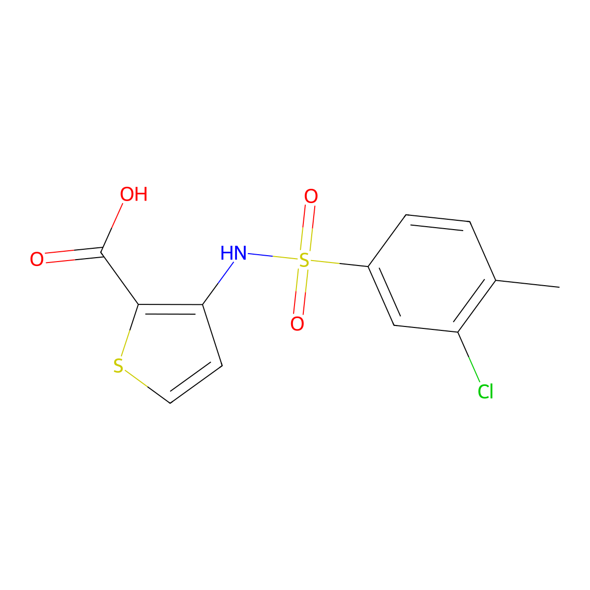 3-{[(3-Chloro-4-methylphenyl)sulfonyl]amino}thiophene-2-carboxylic acid molecular structure, CAS 1325304-03-7