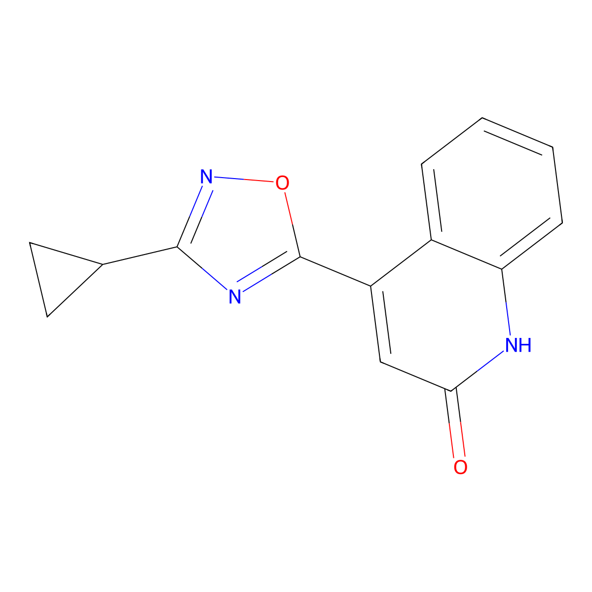 4-(3-cyclopropyl-1,2,4-oxadiazol-5-yl)quinolin-2(1H)-one molecular structure, CAS 1325304-16-2