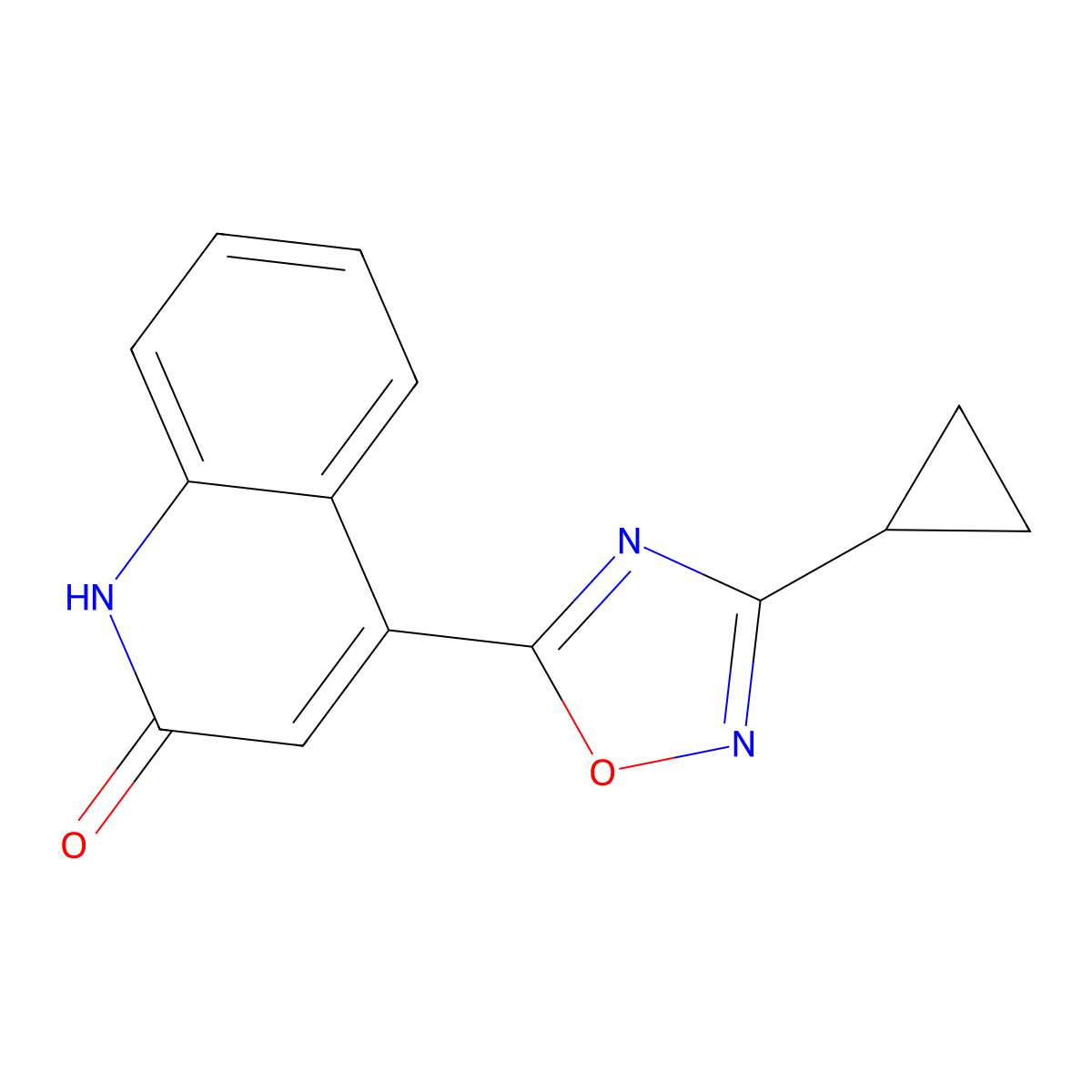 4-(3-cyclopropyl-1,2,4-oxadiazol-5-yl)quinolin-2(1H)-one molecular structure, CAS 1325304-16-2