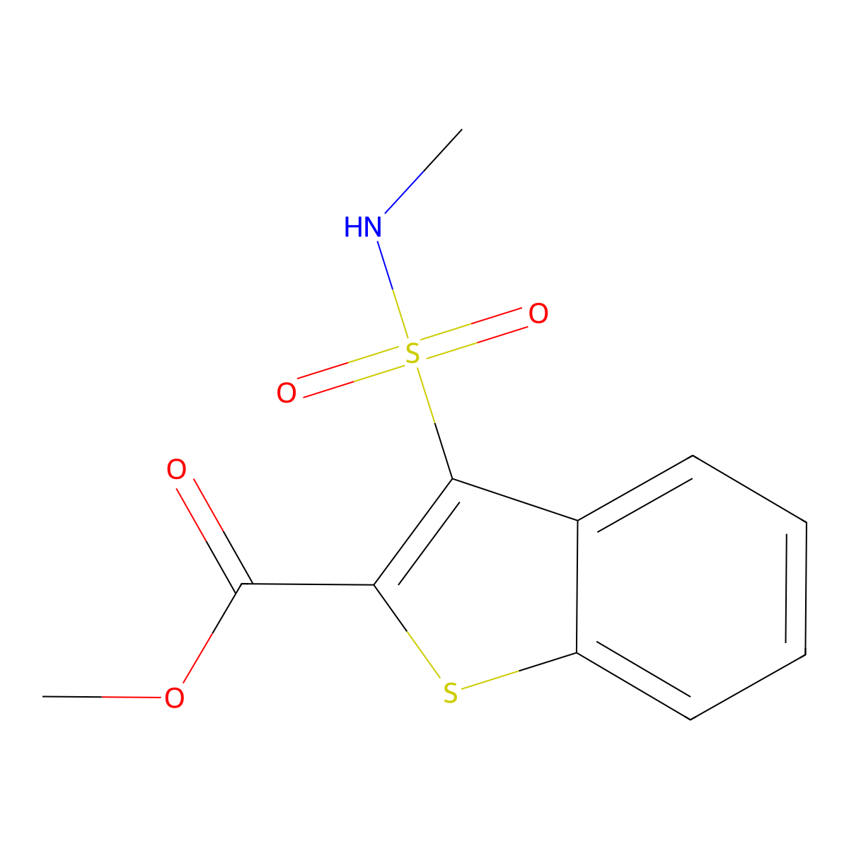 Methyl 3-[(methylamino)sulfonyl]-1-benzothiophene-2-carboxylate molecular structure, CAS 1325304-23-1