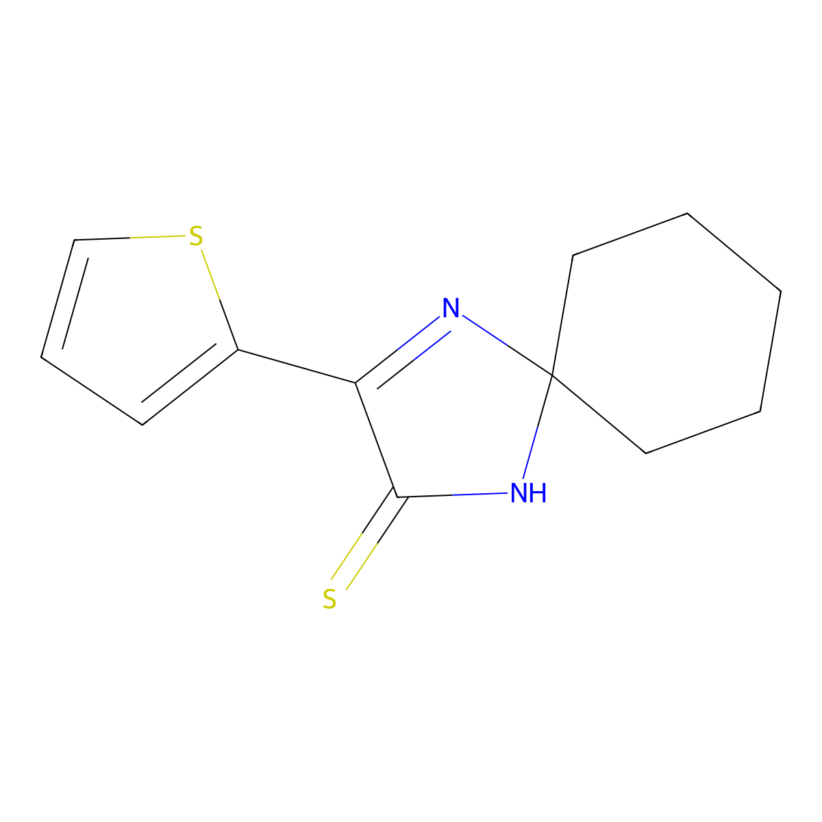 3-(Thiophen-2-yl)-1,4-diazaspiro[4.5]dec-3-ene-2-thione molecular structure, CAS 1325304-27-5