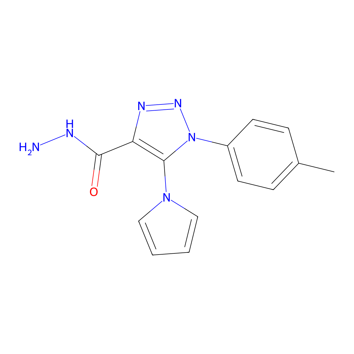 1-(4-methylphenyl)-5-(1H-pyrrol-1-yl)-1H-1,2,3-triazole-4-carbohydrazide molecular structure, CAS 1325304-31-1