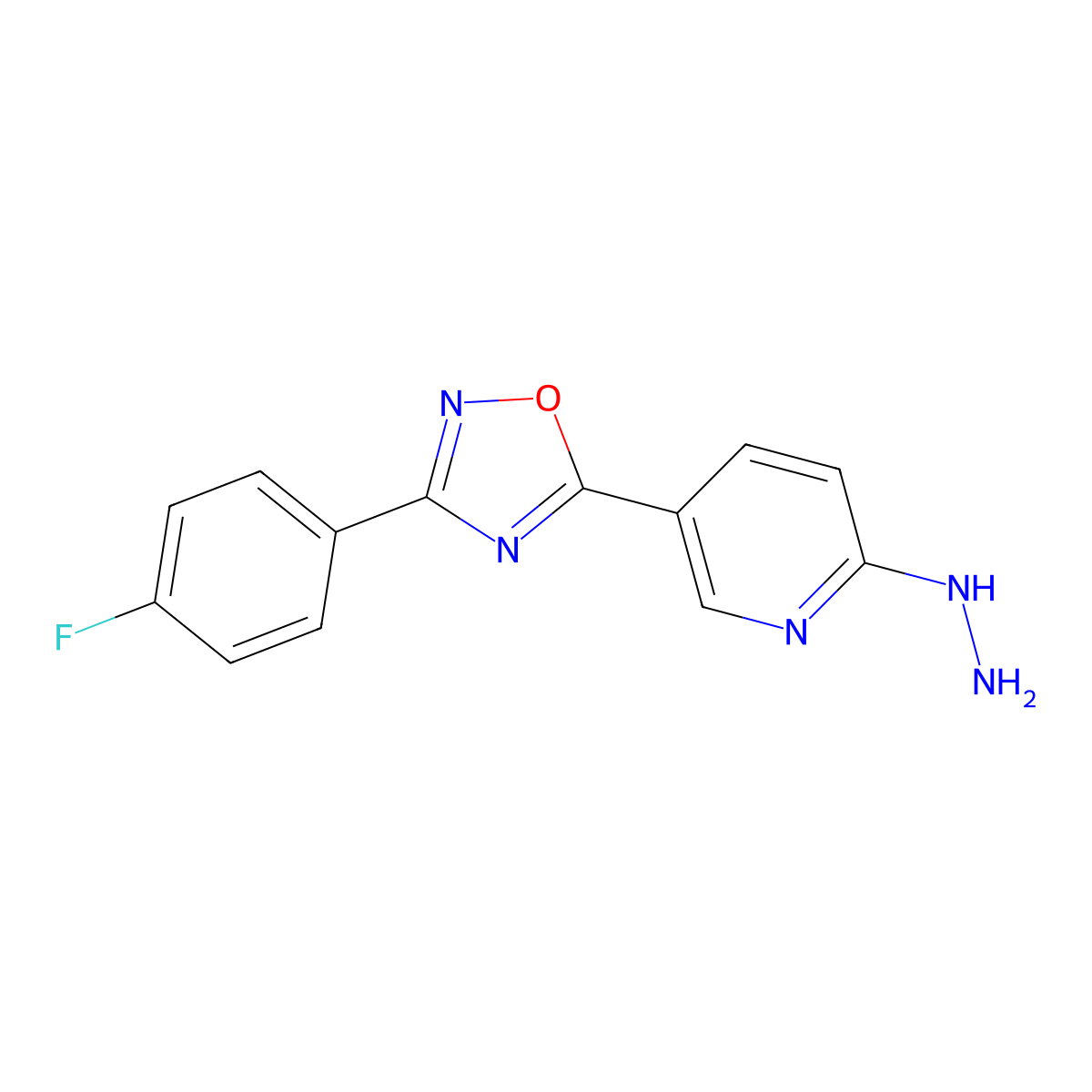 5-[3-(4-Fluorophenyl)-1,2,4-oxadiazol-5-yl]-2-hydrazinylpyridine molecular structure, CAS 1325304-32-2