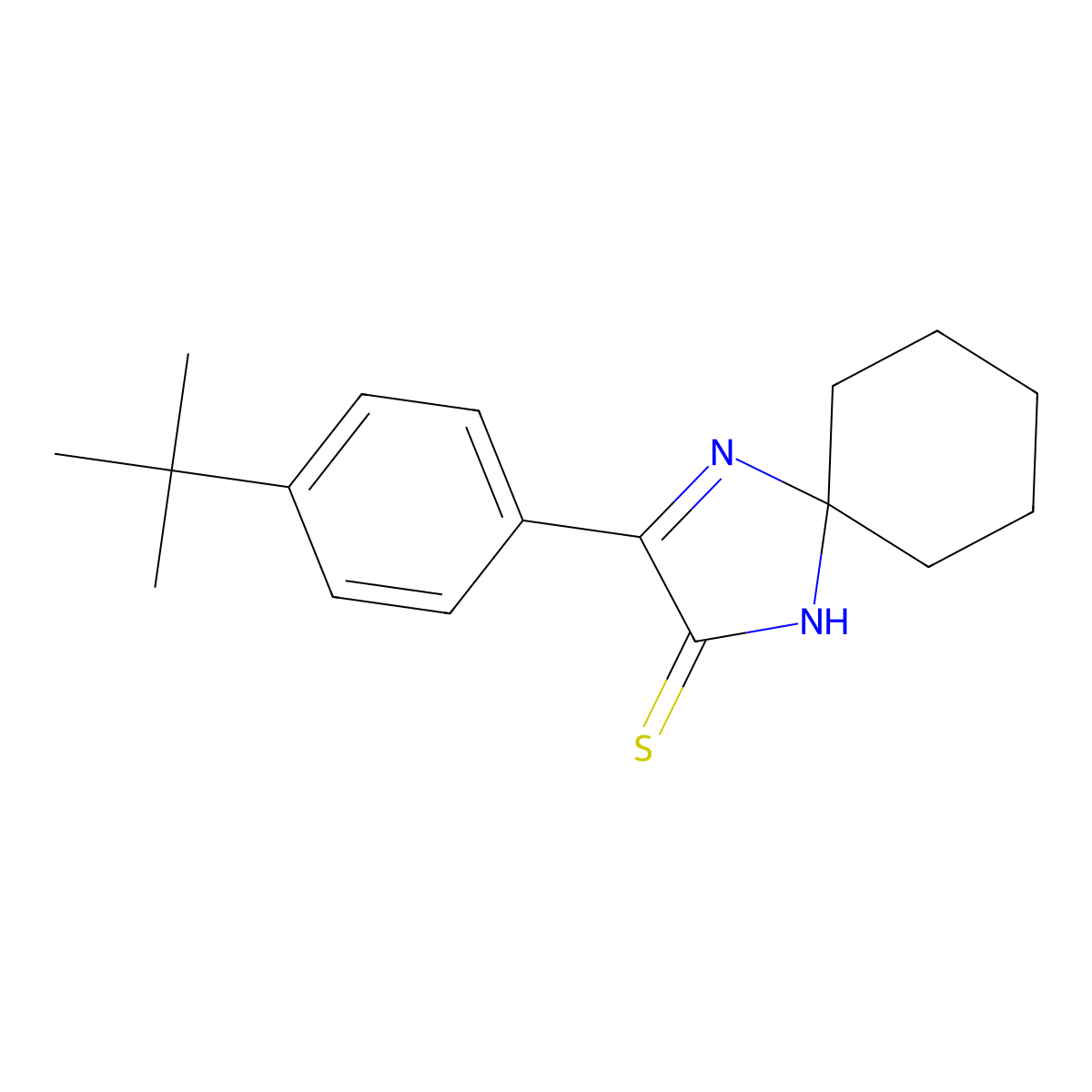 3-(4-Tert-butylphenyl)-1,4-diazaspiro[4.5]dec-3-ene-2-thione molecular structure, CAS 1325304-38-8