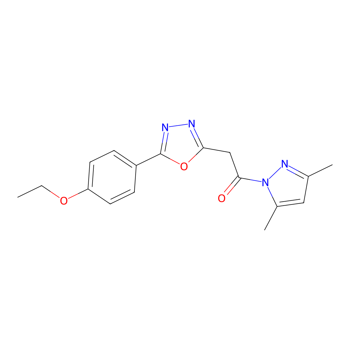 1-(3,5-dimethyl-1H-pyrazol-1-yl)-2-[5-(4-ethoxyphenyl)-1,3,4-oxadiazol-2-yl]ethanone molecular structure, CAS 1325304-51-5