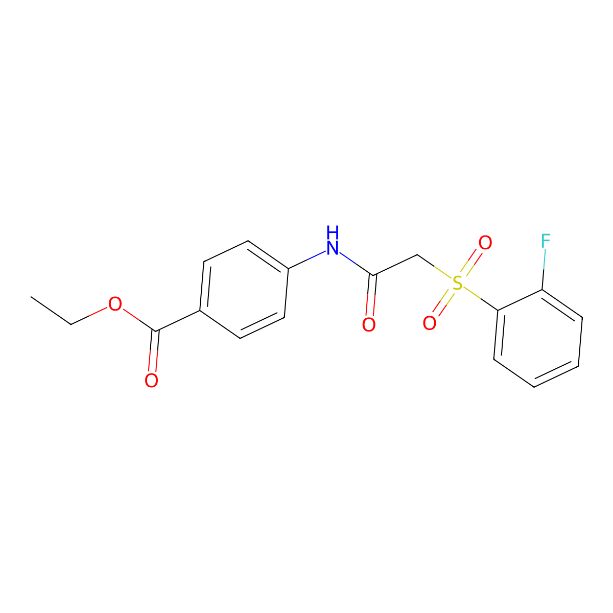 Ethyl 4-({[(2-fluorophenyl)sulfonyl]acetyl}amino)benzoate molecular structure, CAS 1325304-62-8