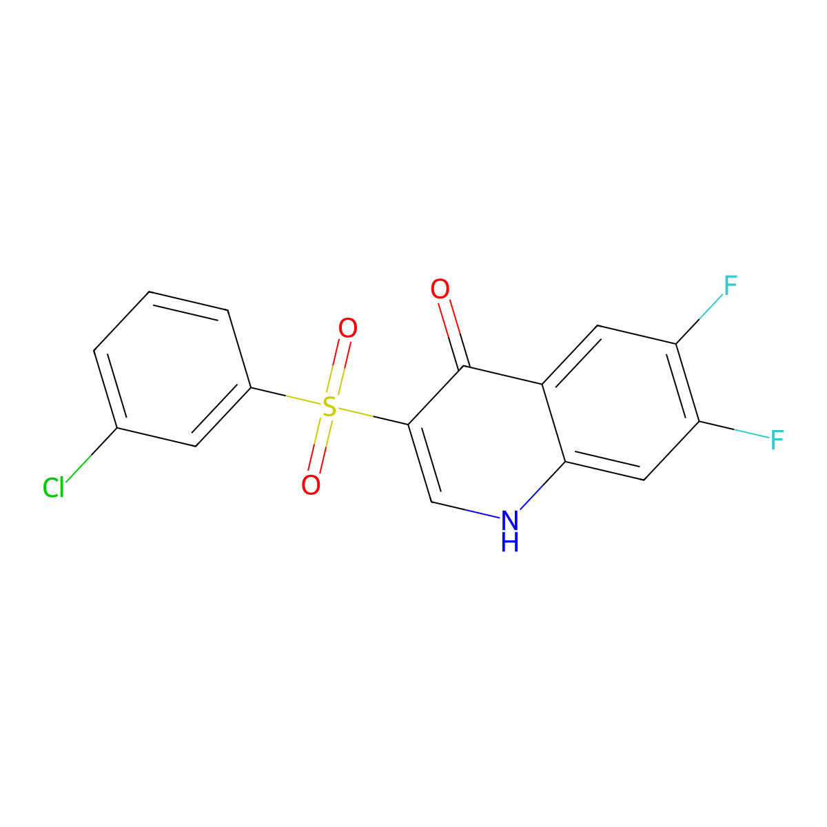 3-(3-Chlorobenzenesulfonyl)-6,7-difluoro-1,4-dihydroquinolin-4-one molecular structure, CAS 1325304-64-0