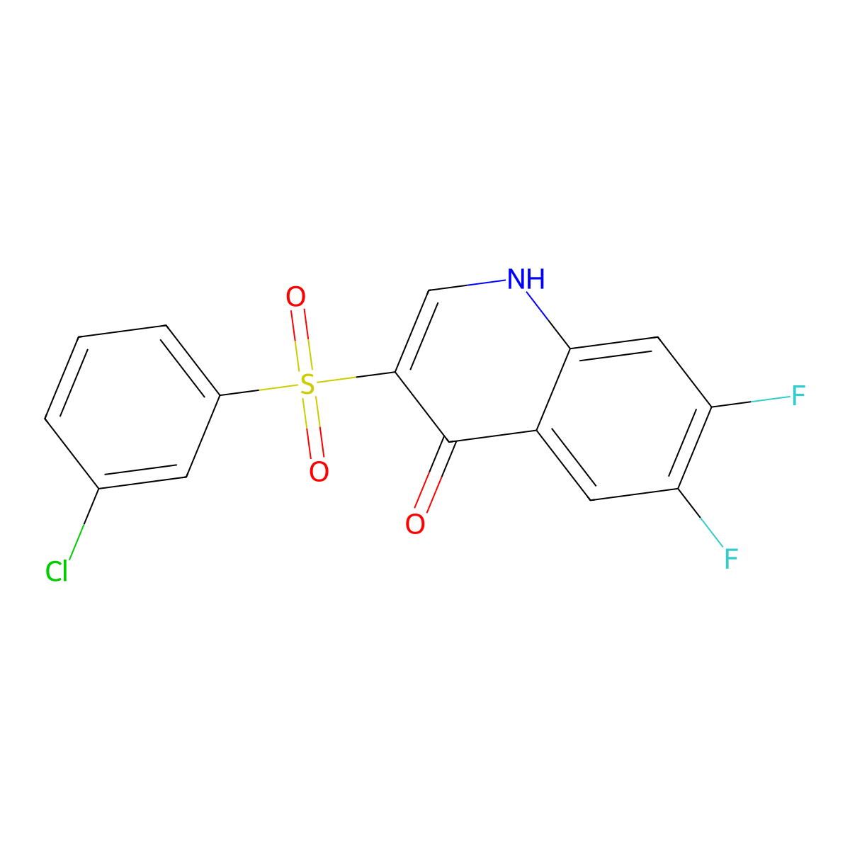 3-(3-Chlorobenzenesulfonyl)-6,7-difluoro-1,4-dihydroquinolin-4-one molecular structure, CAS 1325304-64-0