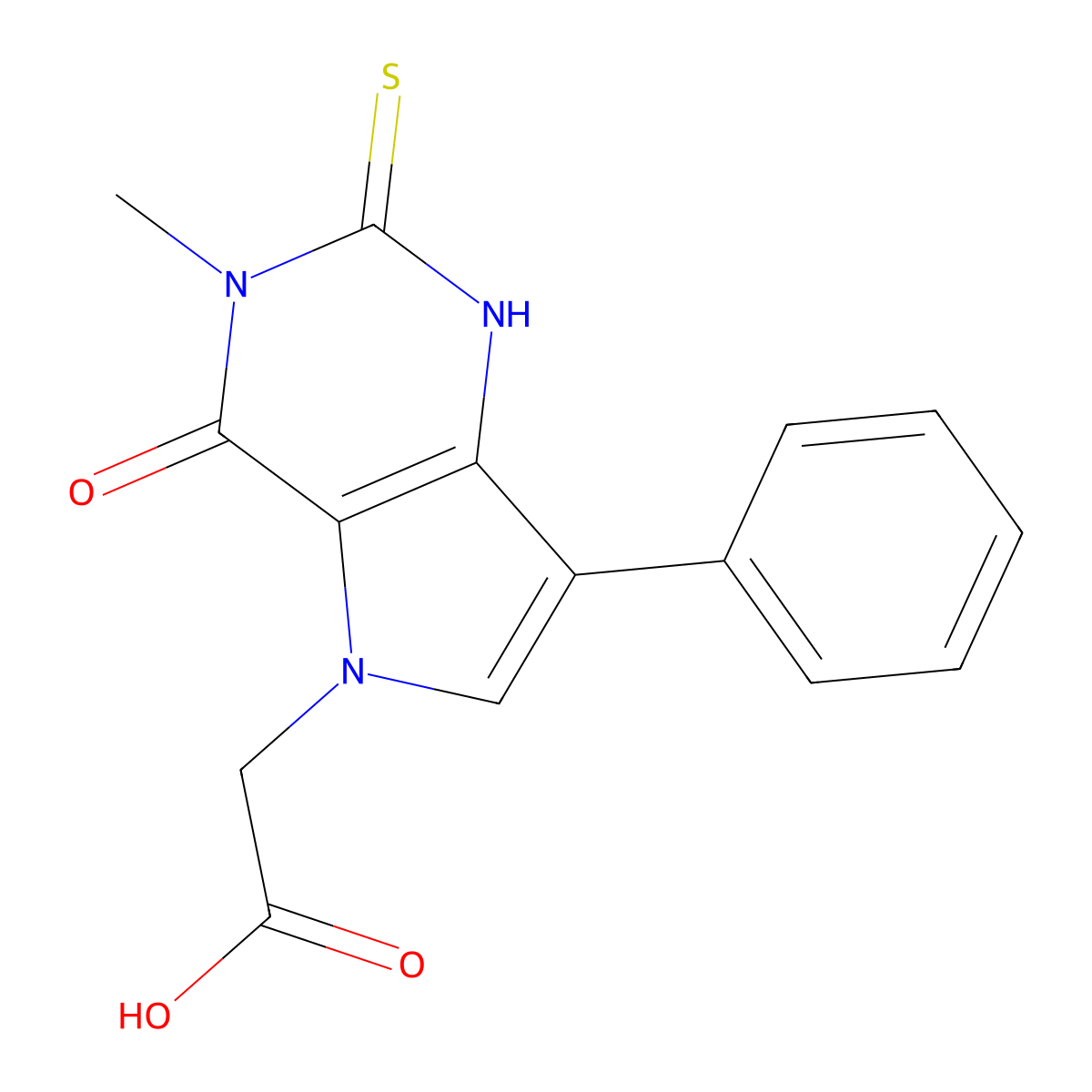 2-(3-Methyl-4-oxo-7-phenyl-2-thioxo-3,4-dihydro-1H-pyrrolo[3,2-d]pyrimidin-5(2H)-yl)acetic acid molecular structure, CAS 1325304-87-7