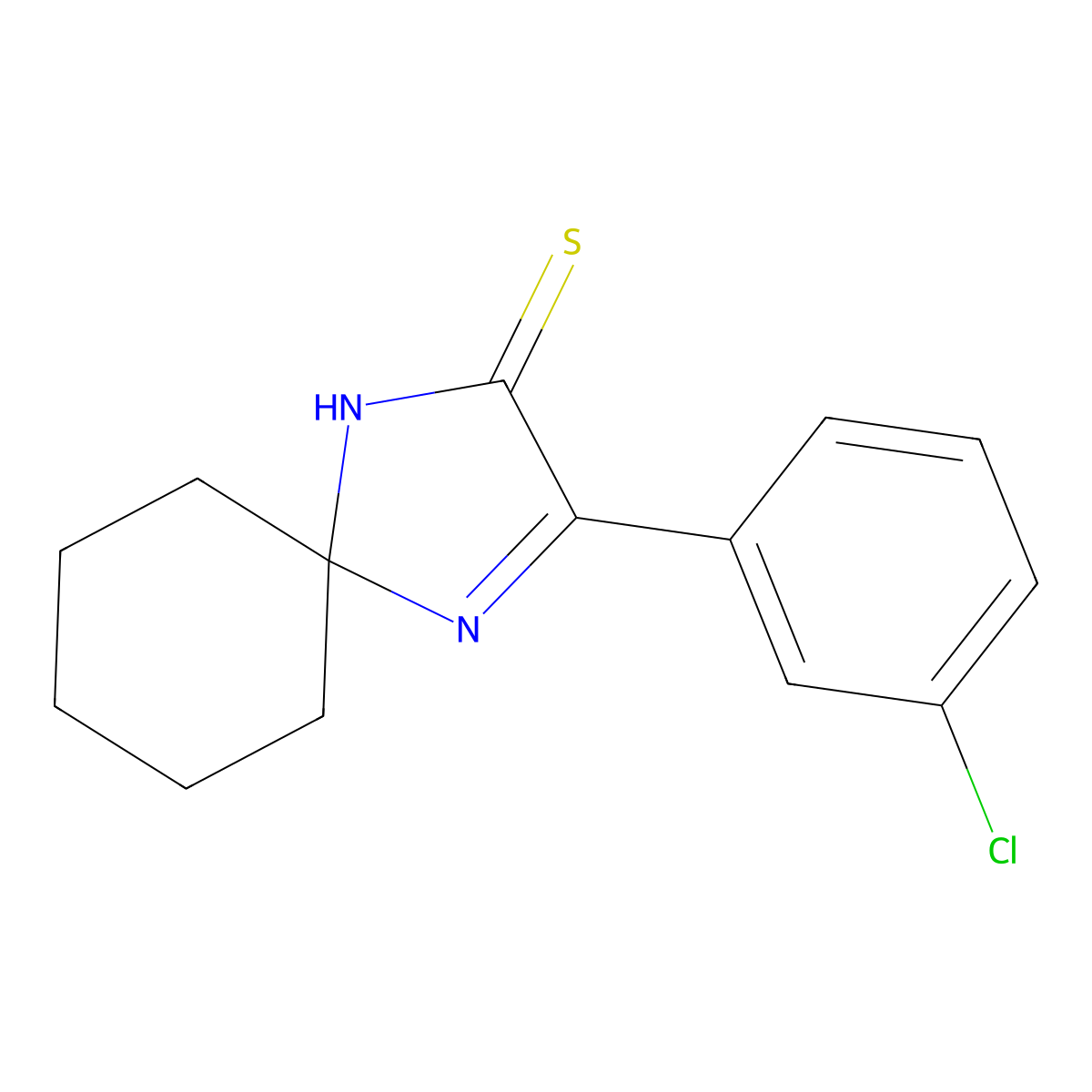 3-(3-Chlorophenyl)-1,4-diazaspiro[4.5]dec-3-ene-2-thione molecular structure, CAS 1325304-96-8