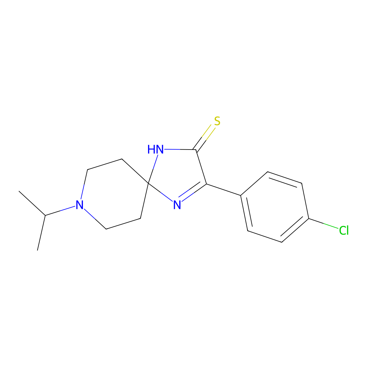 3-(4-Chlorophenyl)-8-(propan-2-yl)-1,4,8-triazaspiro[4.5]dec-3-ene-2-thione molecular structure, CAS 1325305-00-7