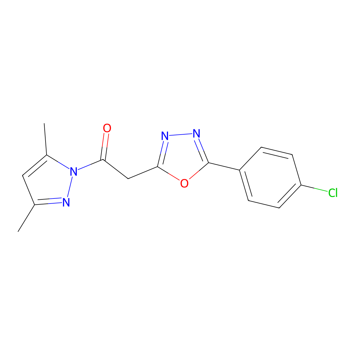 2-[5-(4-chlorophenyl)-1,3,4-oxadiazol-2-yl]-1-(3,5-dimethyl-1H-pyrazol-1-yl)ethanone molecular structure, CAS 1325305-05-2