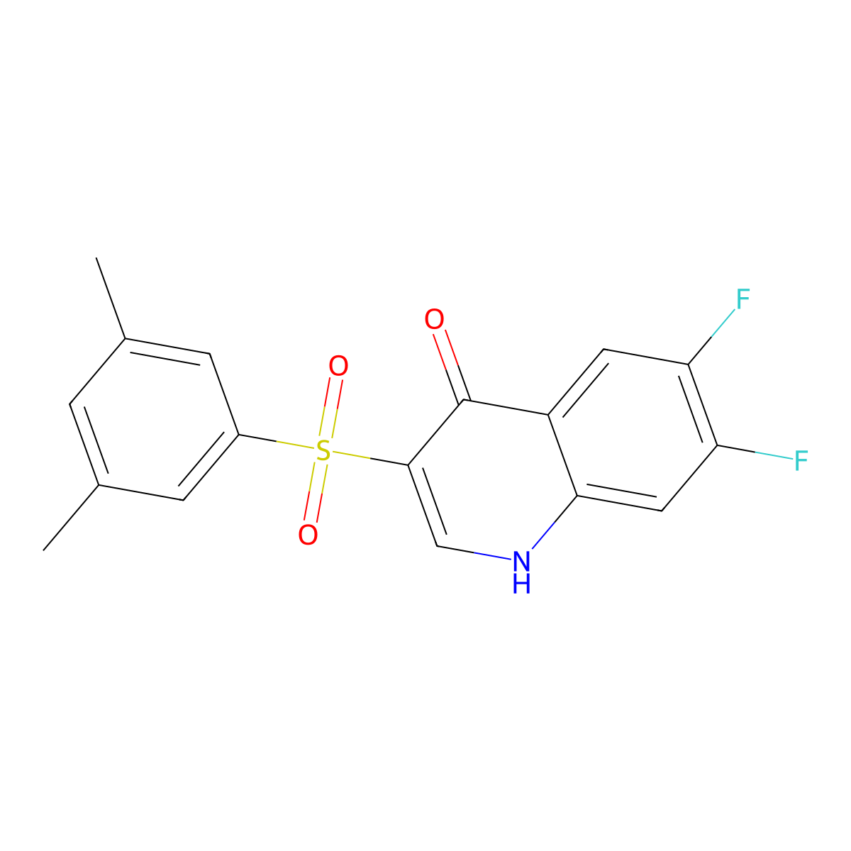 3-(3,5-Dimethylbenzenesulfonyl)-6,7-difluoro-1,4-dihydroquinolin-4-one molecular structure, CAS 1325305-11-0