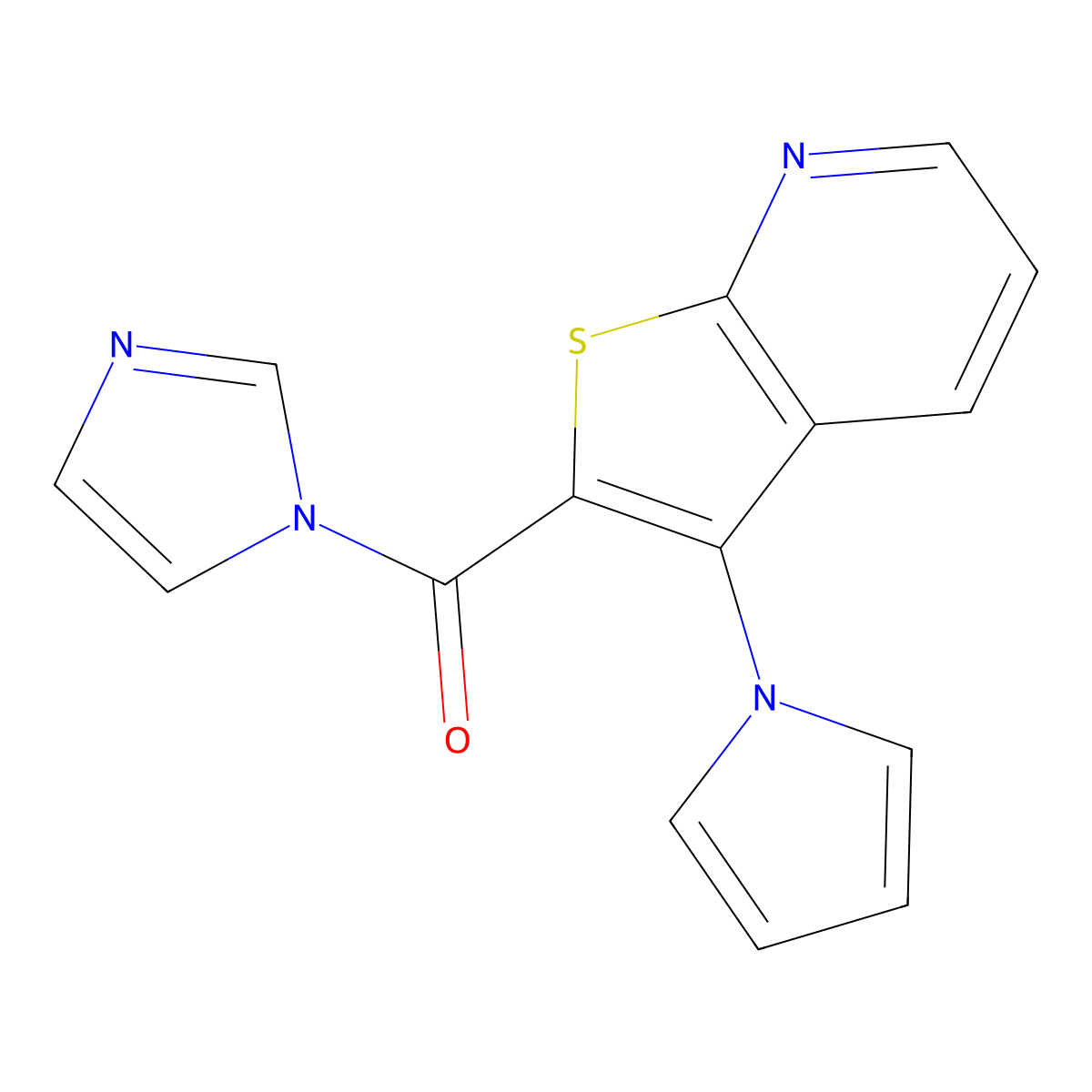 2-(1H-imidazol-1-ylcarbonyl)-3-(1H-pyrrol-1-yl)thieno[2,3-b]pyridine molecular structure, CAS 1325305-13-2