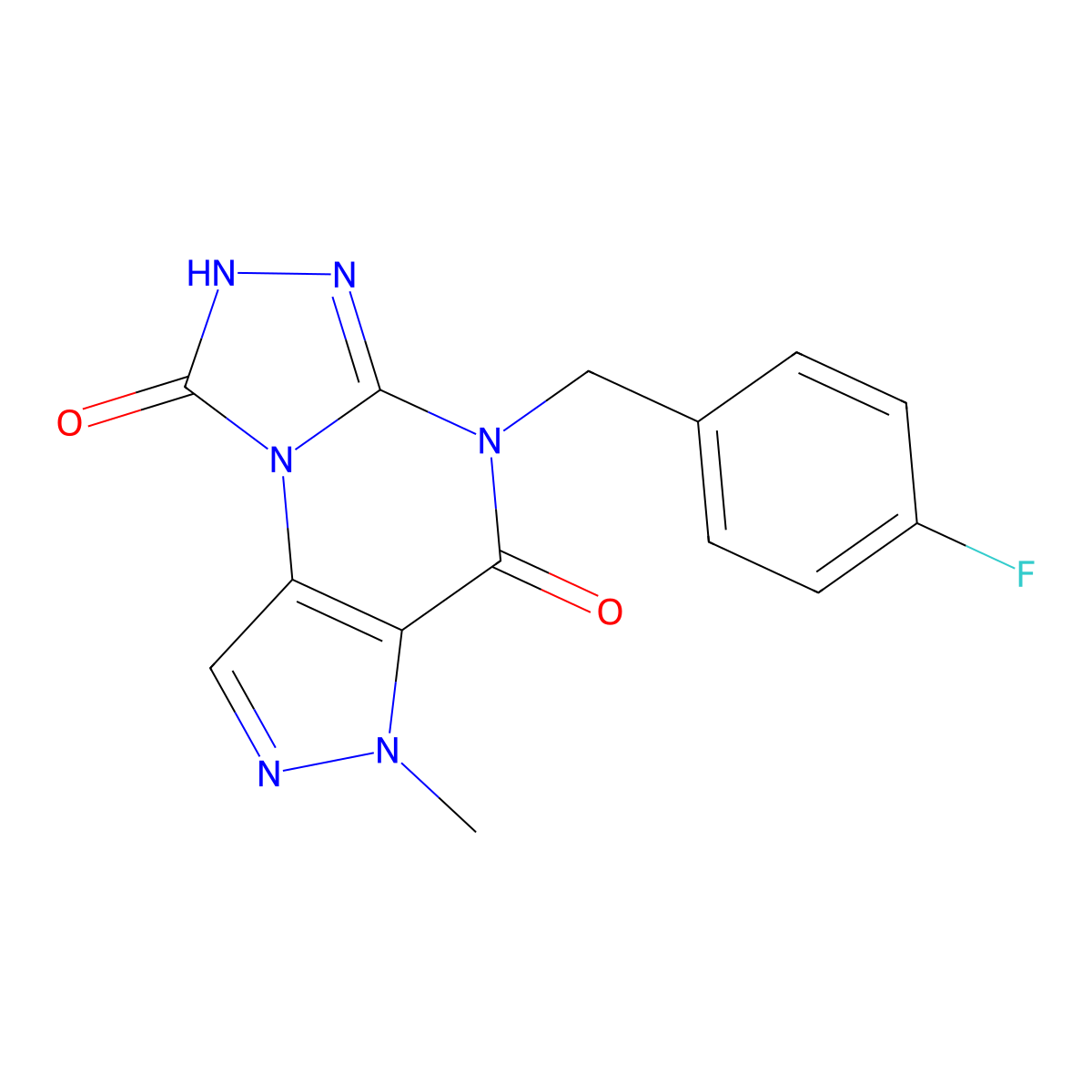 4-(4-fluorobenzyl)-6-methyl-2,4-dihydro-1H-pyrazolo[3,4-e][1,2,4]triazolo[4,3-a]pyrimidine-1,5(6H)-dione molecular structure, CAS 1325305-17-6