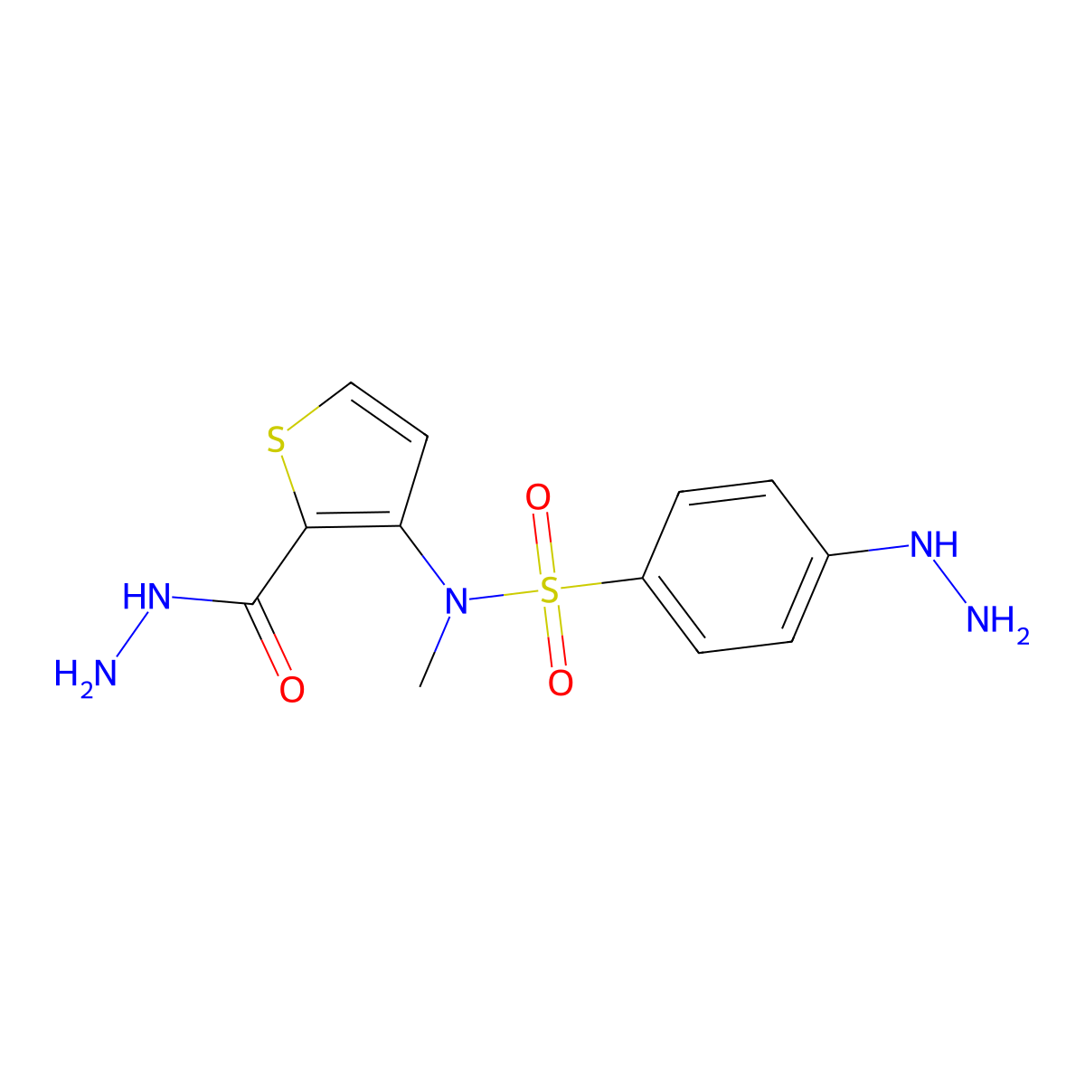 4-hydrazinyl-N-[2-(hydrazinylcarbonyl)thiophen-3-yl]-N-methylbenzenesulfonamide molecular structure, CAS 1325305-20-1