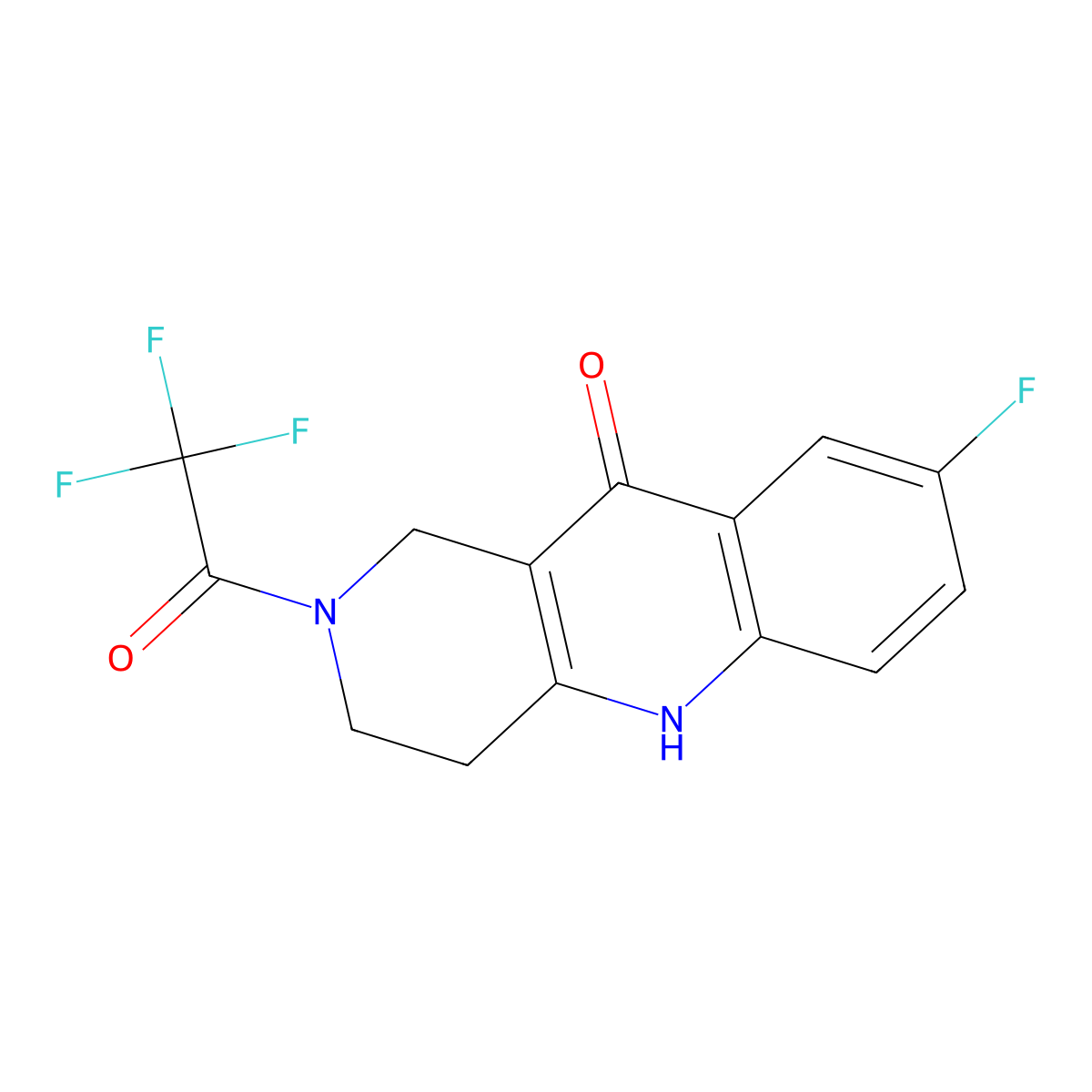 8-fluoro-2-(trifluoroacetyl)-1,3,4,5-tetrahydrobenzo[b]-1,6-naphthyridin-10(2H)-one molecular structure, CAS 1325305-32-5