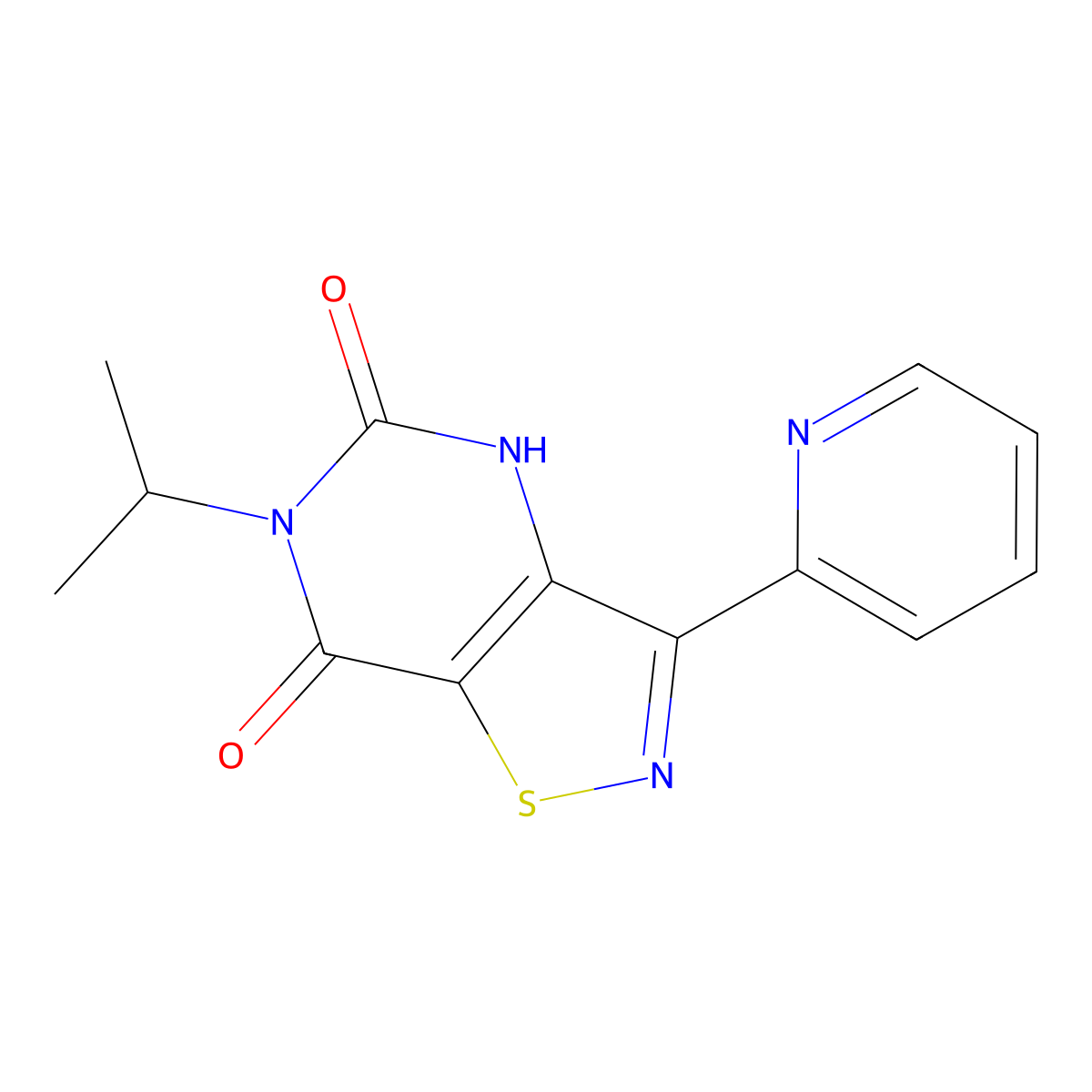 6-(propan-2-yl)-3-(pyridin-2-yl)[1,2]thiazolo[4,5-d]pyrimidine-5,7(4H,6H)-dione molecular structure, CAS 1325305-33-6