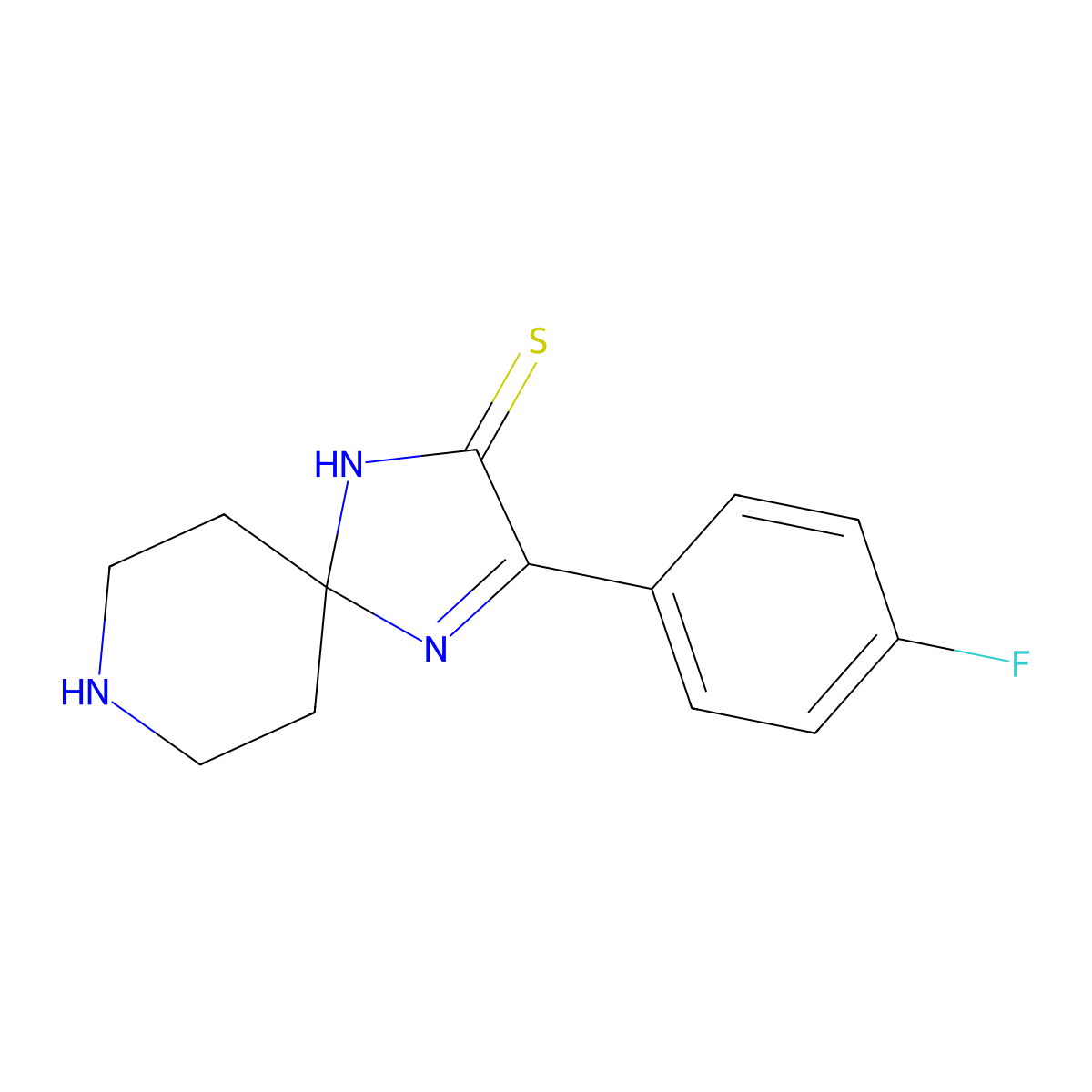 3-(4-Fluorophenyl)-1,4,8-triazaspiro[4.5]dec-3-ene-2-thione molecular structure, CAS 1325305-45-0