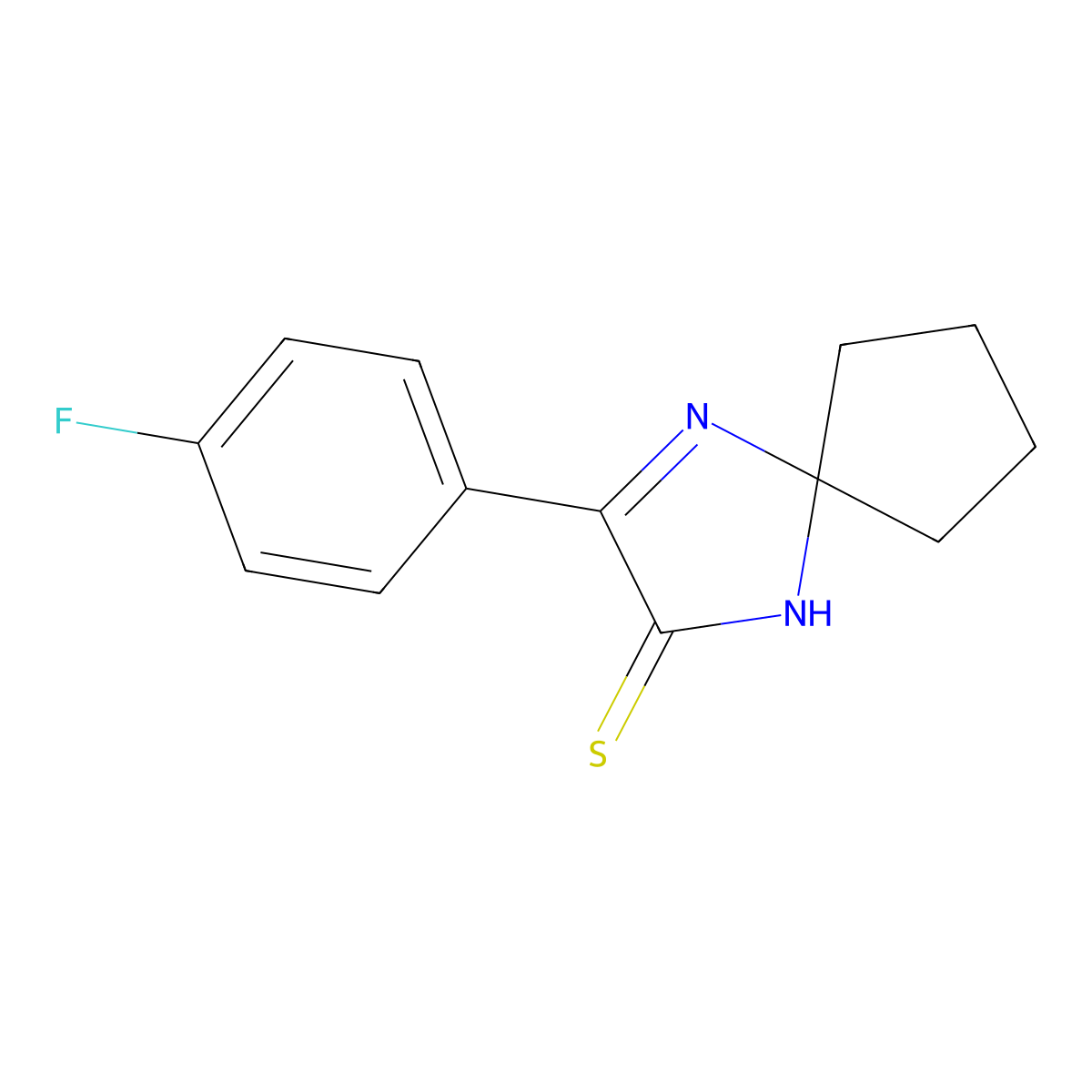 3-(4-Fluorophenyl)-1,4-diazaspiro[4.4]non-3-ene-2-thione molecular structure, CAS 1325305-63-2
