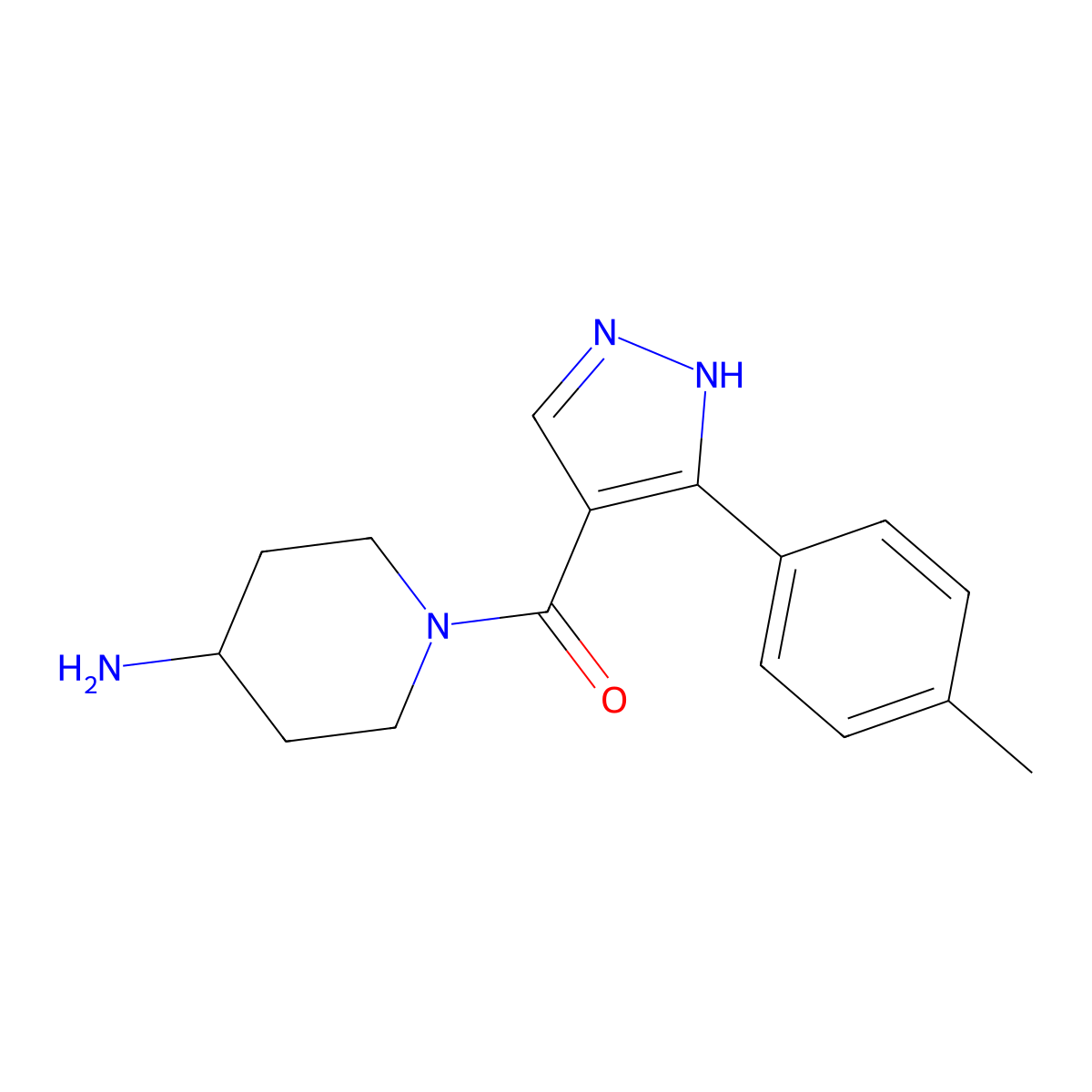 (4-Aminopiperidin-1-yl)(3-(p-tolyl)-1H-pyrazol-4-yl)methanone molecular structure, CAS 1325305-71-2