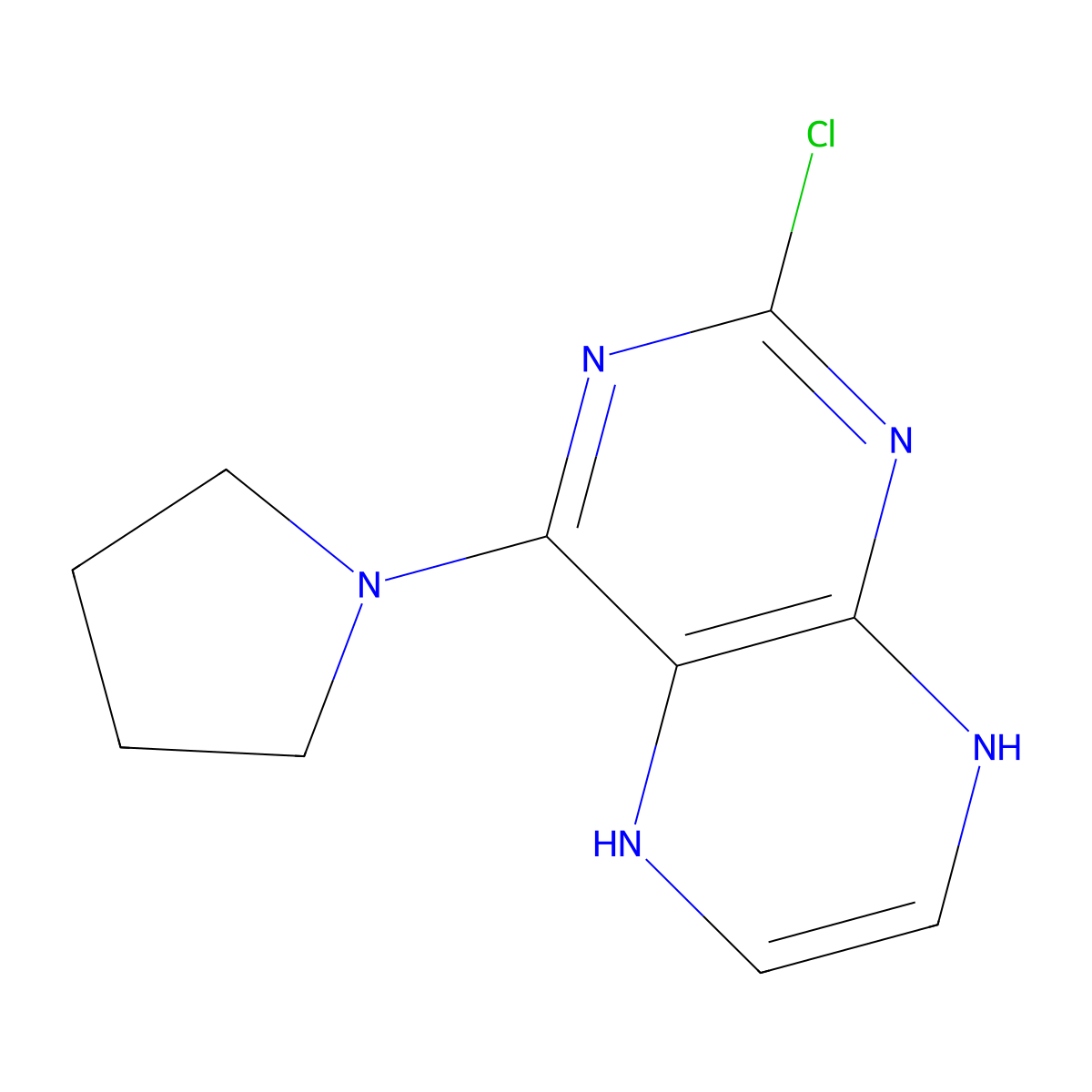 2-Chloro-4-(pyrrolidin-1-yl)-5,8-dihydropteridine molecular structure, CAS 1325305-72-3