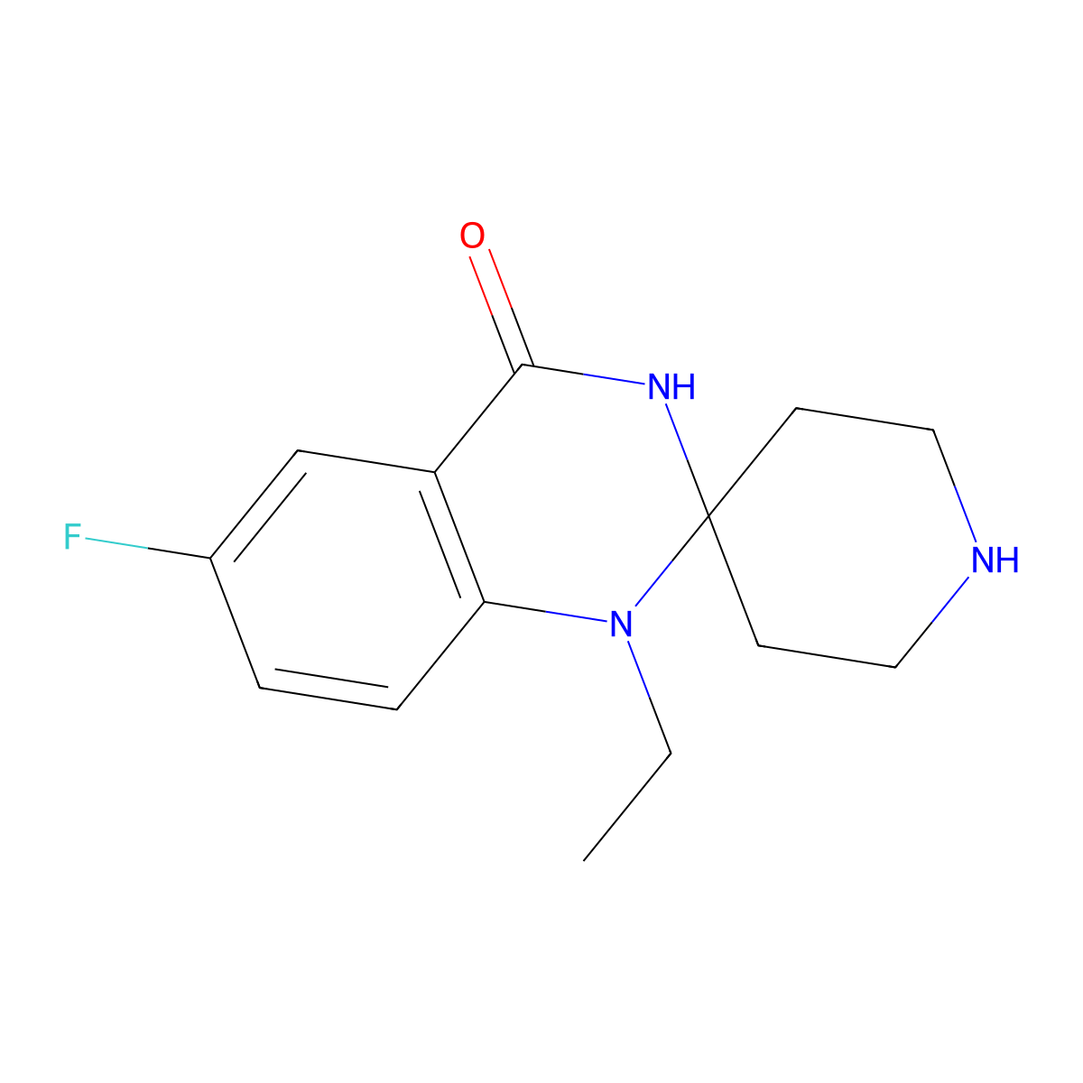 1'-ethyl-6'-fluoro-1'H-spiro[piperidine-4,2'-quinazolin]-4'(3'H)-one molecular structure, CAS 1325305-94-9