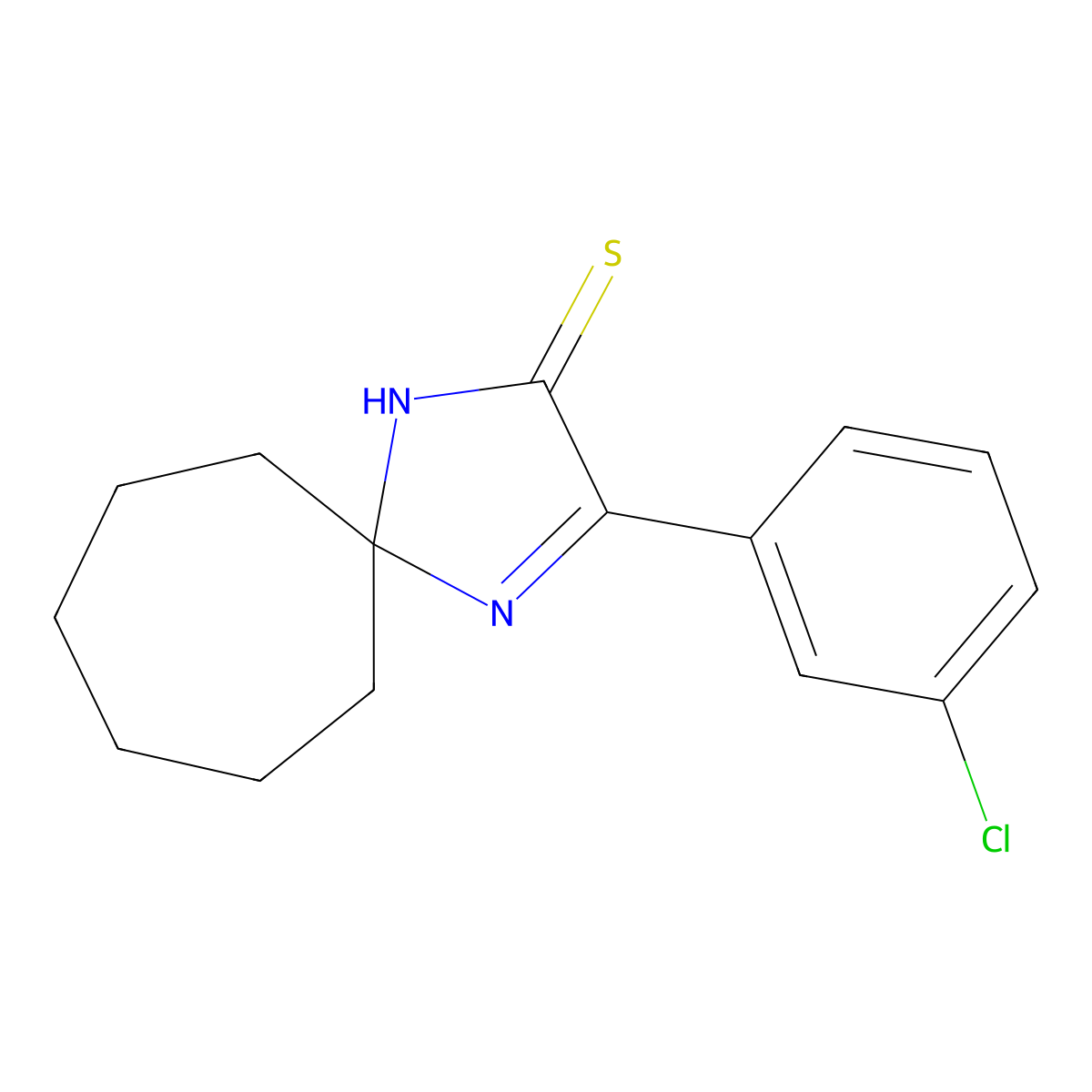 3-(3-Chlorophenyl)-1,4-diazaspiro[4.6]undec-3-ene-2-thione molecular structure, CAS 1325306-12-4