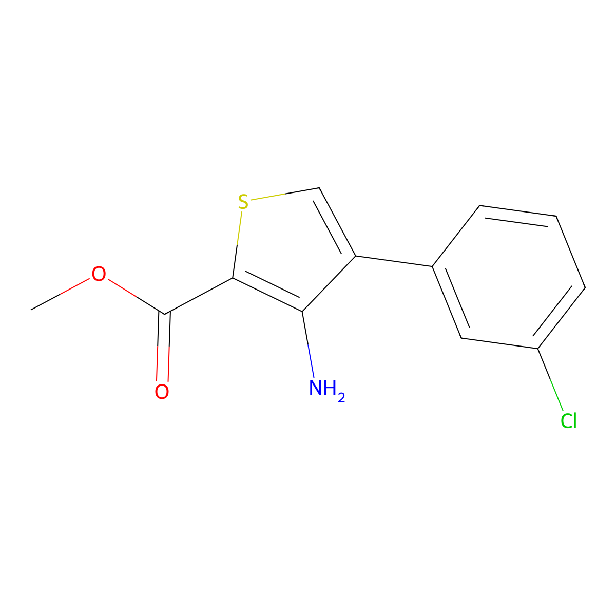 Methyl 3-amino-4-(3-chlorophenyl)thiophene-2-carboxylate molecular structure, CAS 1325306-18-0