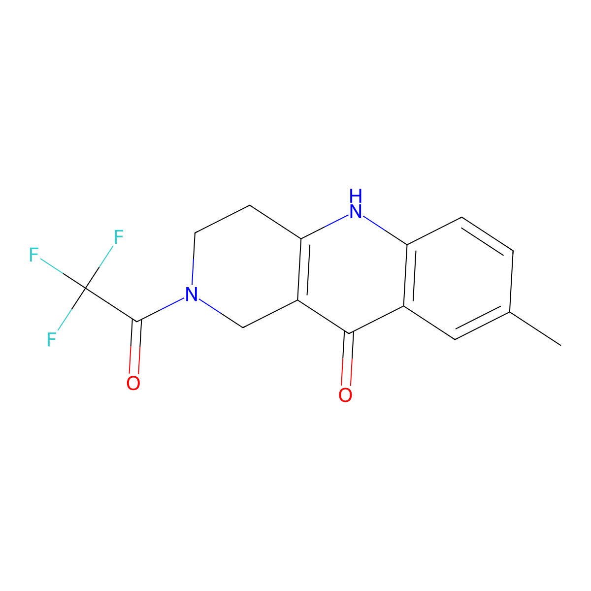 8-methyl-2-(trifluoroacetyl)-1,3,4,5-tetrahydrobenzo[b][1,6]naphthyridin-10(2H)-one molecular structure, CAS 1325306-20-4