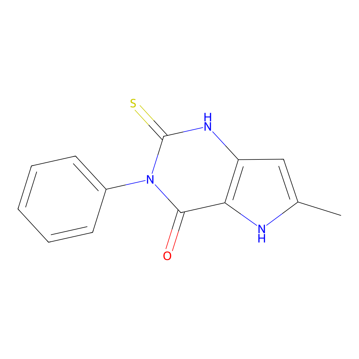 6-methyl-3-phenyl-2-thioxo-1,2,3,5-tetrahydro-4H-pyrrolo[3,2-d]pyrimidin-4-one molecular structure, CAS 1325306-38-4