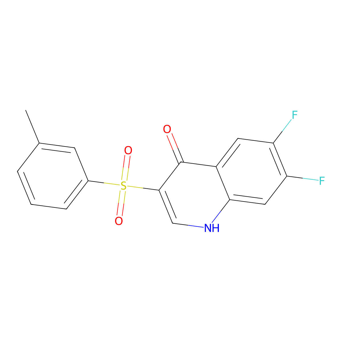 6,7-difluoro-3-[(3-methylphenyl)sulfonyl]quinolin-4(1H)-one molecular structure, CAS 1325306-46-4