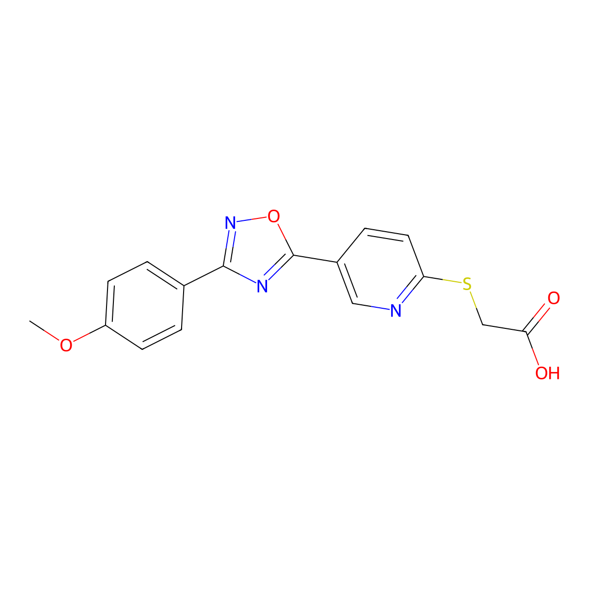 2-({5-[3-(4-Methoxyphenyl)-1,2,4-oxadiazol-5-yl]pyridin-2-yl}sulfanyl)acetic acid molecular structure, CAS 1325306-47-5