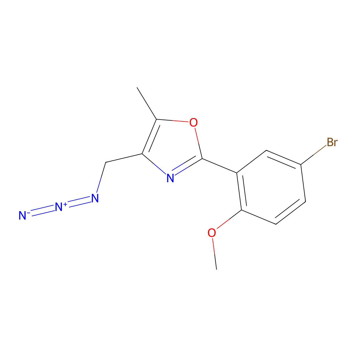 4-(Azidomethyl)-2-(5-bromo-2-methoxyphenyl)-5-methyl-1,3-oxazole molecular structure, CAS 1325306-57-7