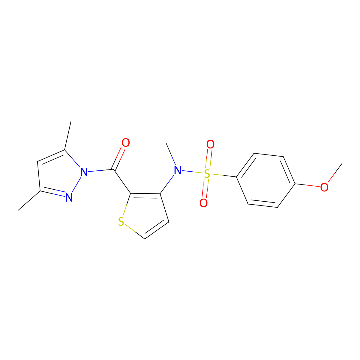 N-{2-[(3,5-dimethyl-1H-pyrazol-1-yl)carbonyl]thiophen-3-yl}-4-methoxy-N-methylbenzenesulfonamide molecular structure, CAS 1325306-60-2
