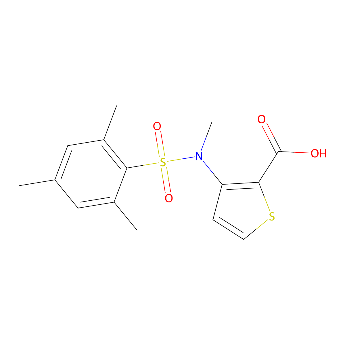 3-{Methyl[(2,4,6-trimethylphenyl)sulfonyl]amino}thiophene-2-carboxylic acid molecular structure, CAS 1325306-81-7