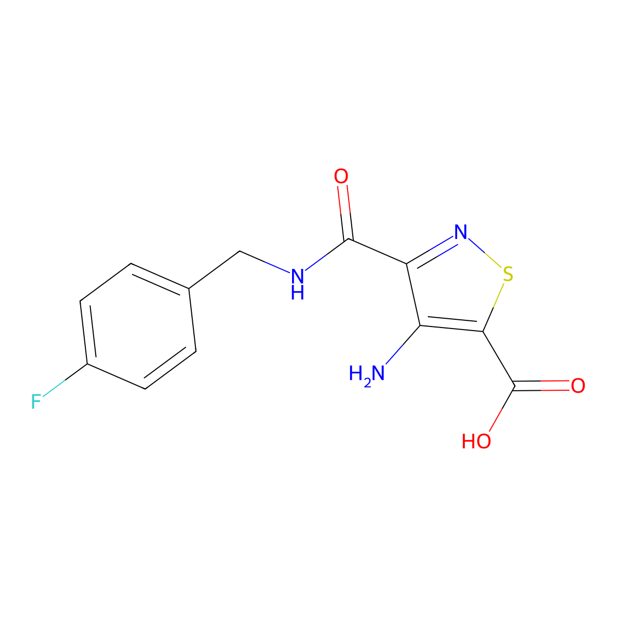 4-Amino-3-[(4-fluorobenzyl)carbamoyl]-1,2-thiazole-5-carboxylic acid molecular structure, CAS 1325307-14-9