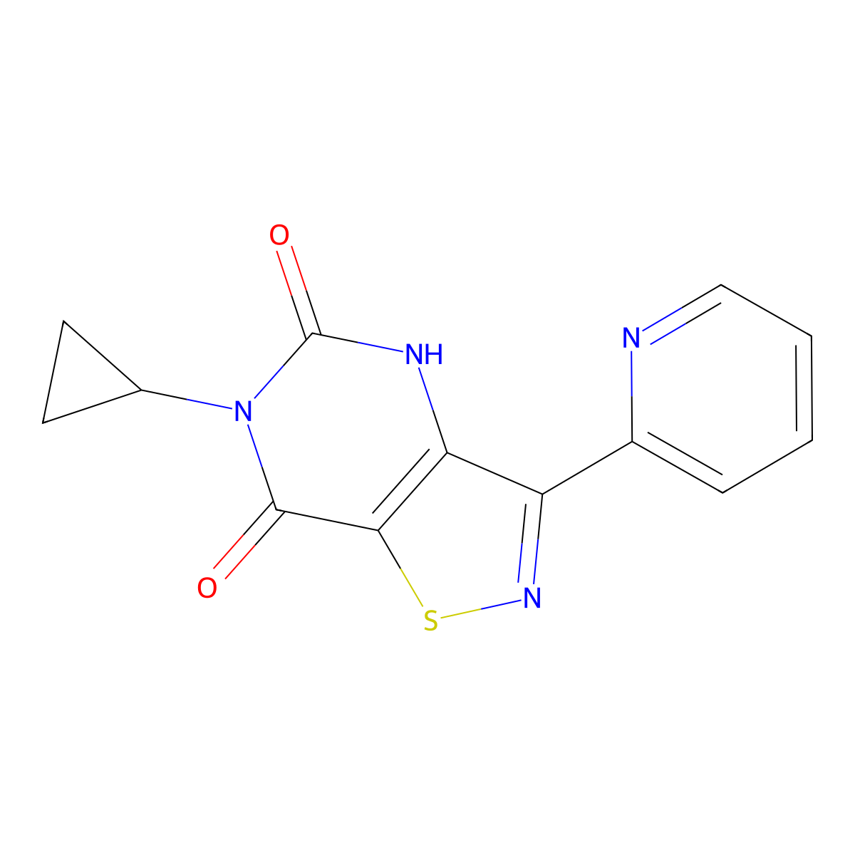 6-cyclopropyl-3-pyridin-2-ylisothiazolo[4,5-d]pyrimidine-5,7(4H,6H)-dione molecular structure, CAS 1325307-25-2