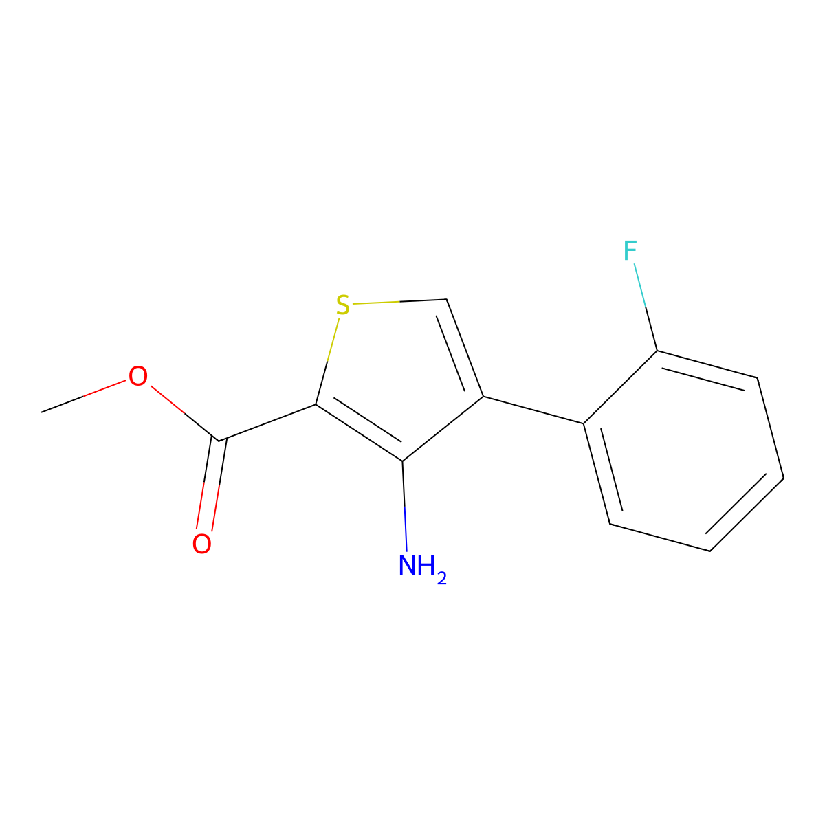 Methyl 3-amino-4-(2-fluorophenyl)thiophene-2-carboxylate molecular structure, CAS 1325307-27-4