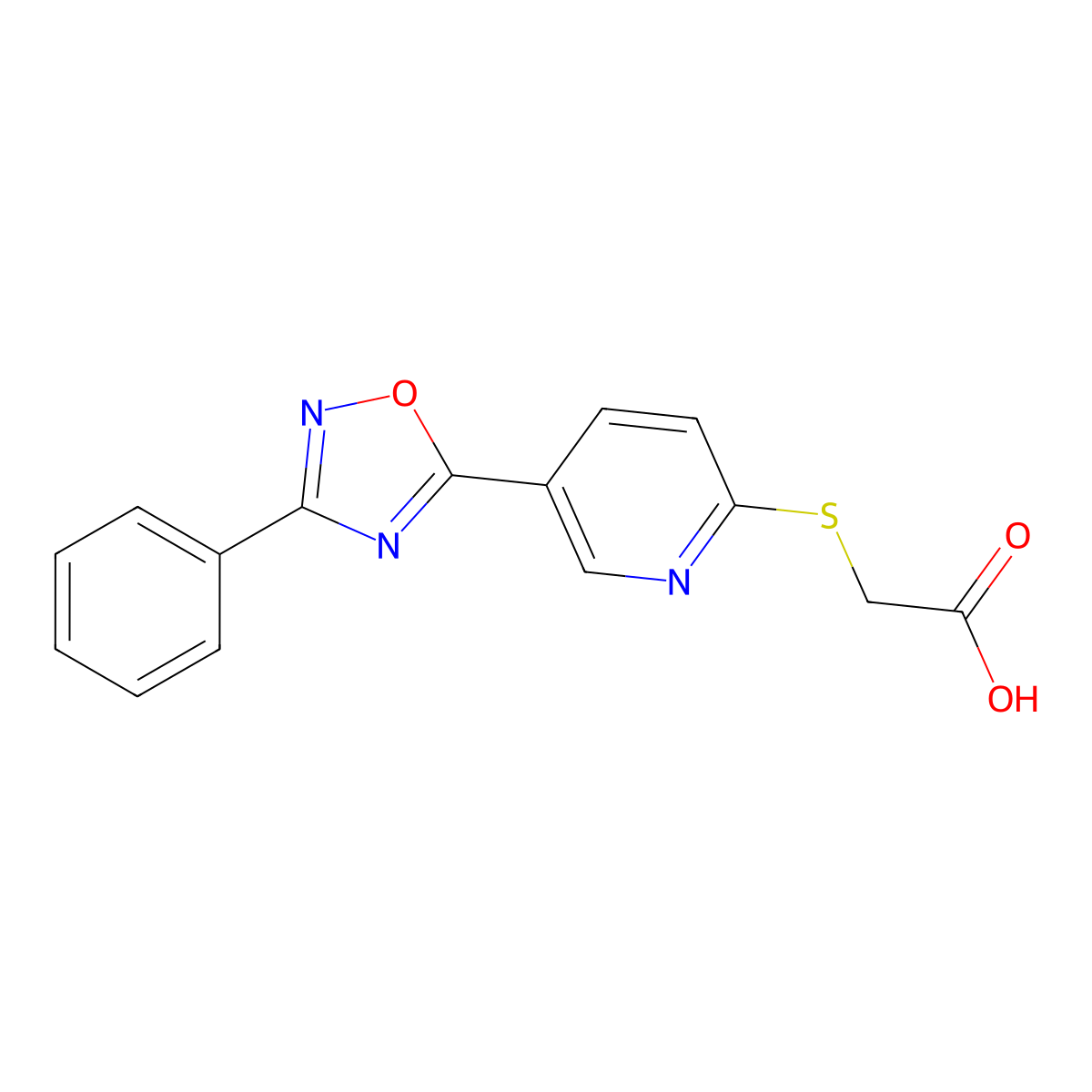 2-{[5-(3-Phenyl-1,2,4-oxadiazol-5-yl)pyridin-2-yl]sulfanyl}acetic acid molecular structure, CAS 1325307-43-4