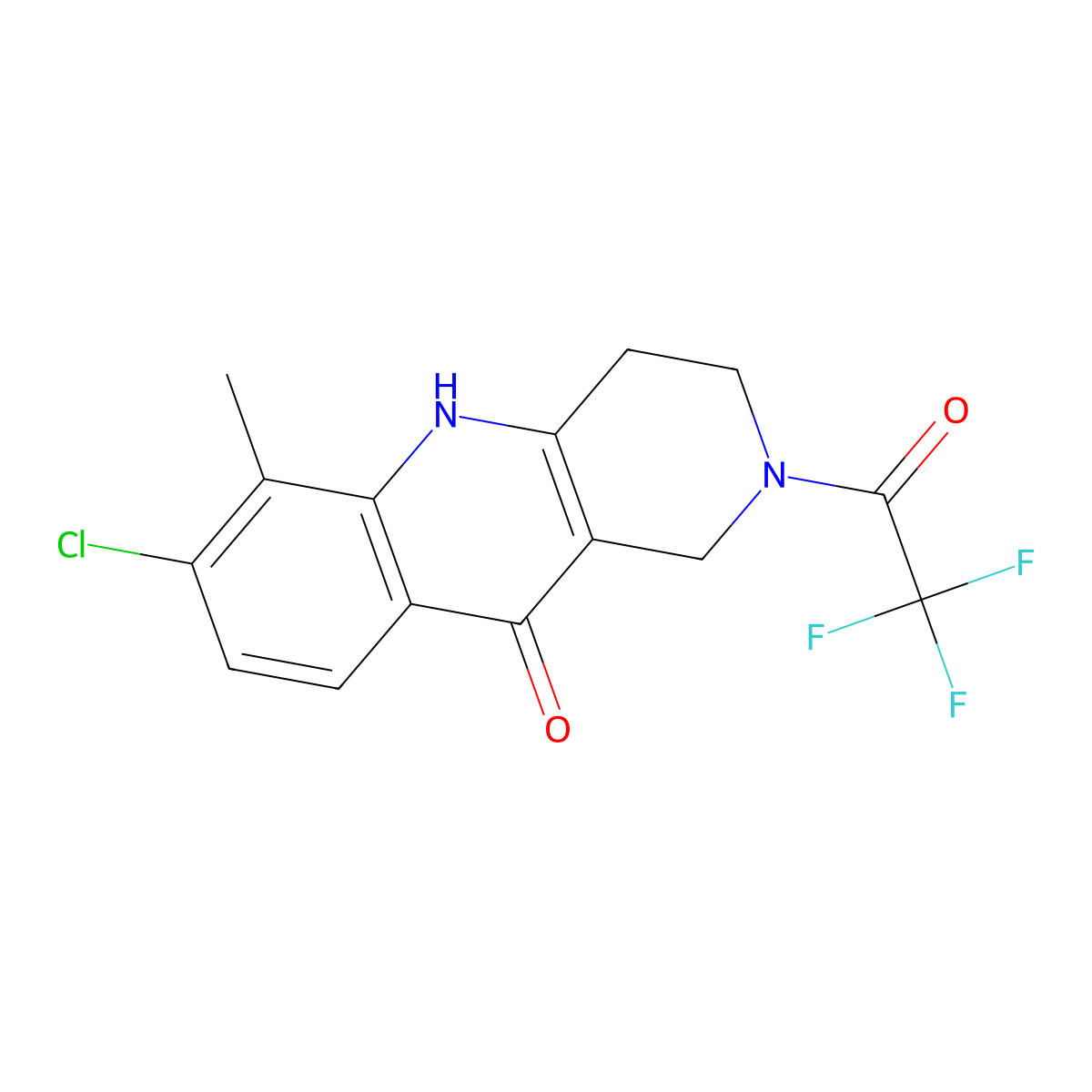 7-chloro-6-methyl-2-(trifluoroacetyl)-1,3,4,5-tetrahydrobenzo[b][1,6]naphthyridin-10(2H)-one molecular structure, CAS 1325307-44-5