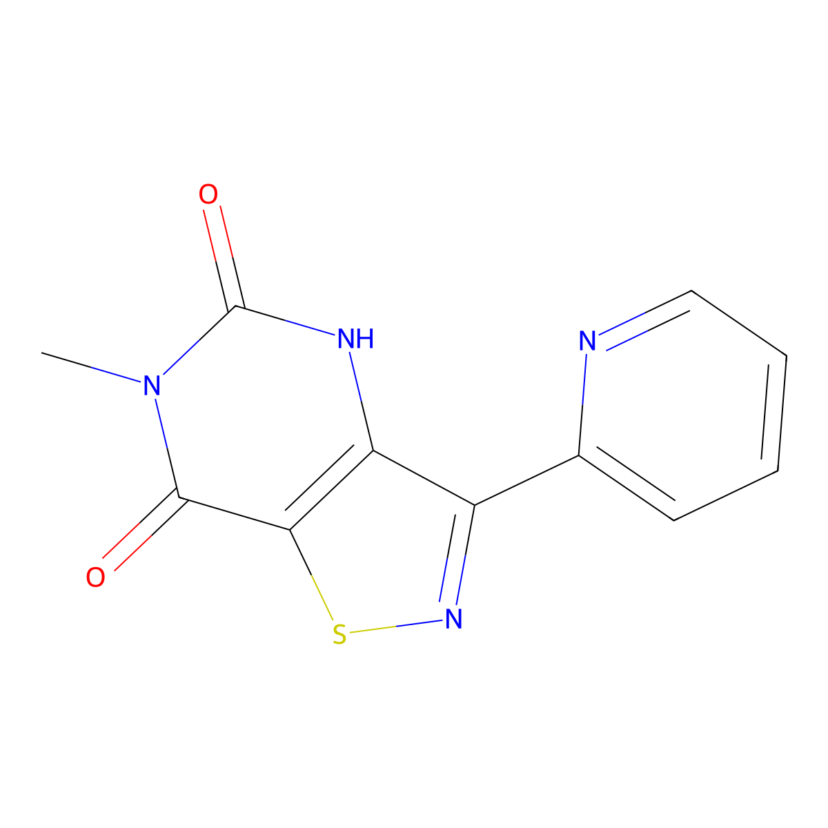 6-methyl-3-(pyridin-2-yl)[1,2]thiazolo[4,5-d]pyrimidine-5,7(4H,6H)-dione molecular structure, CAS 1325307-46-7