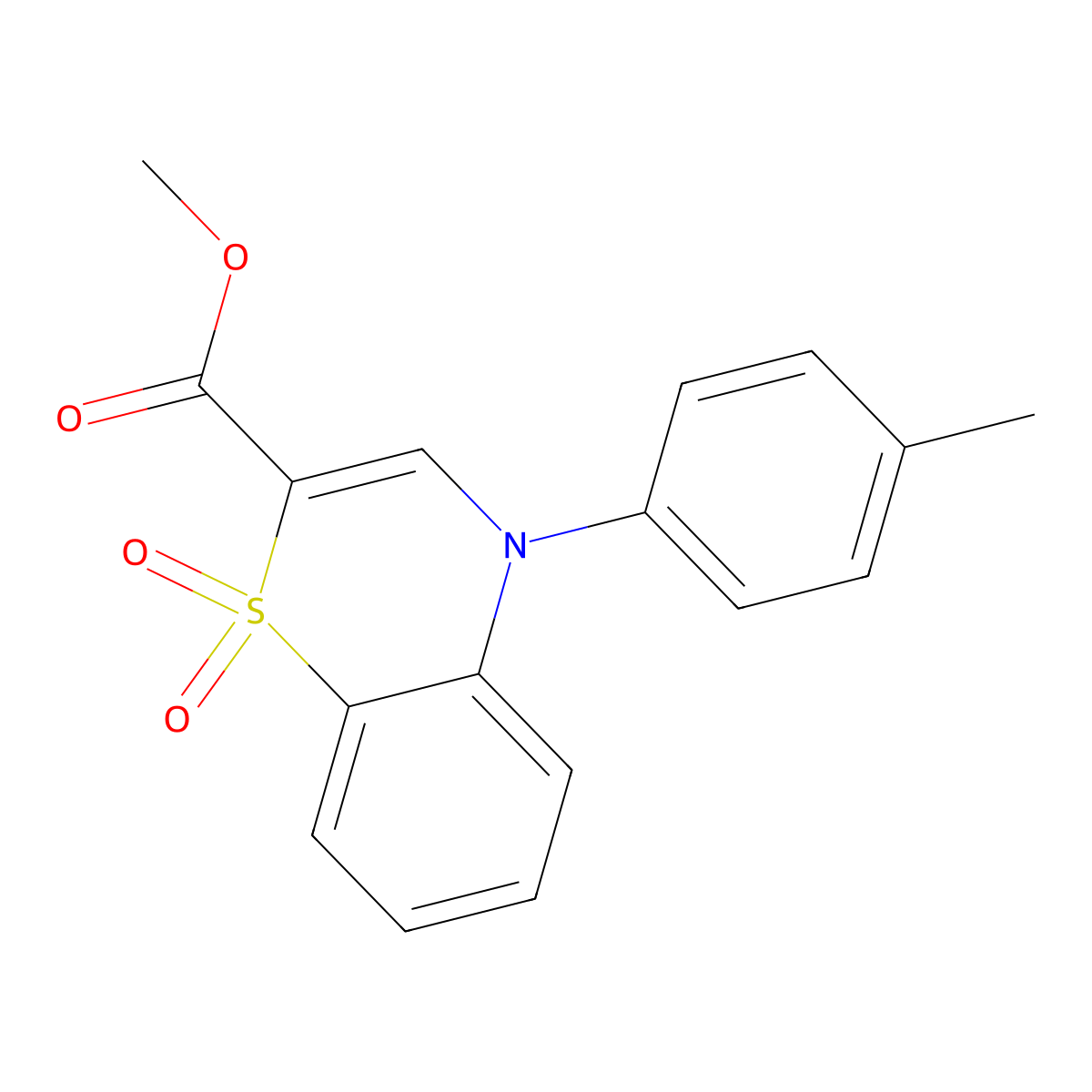 methyl 4-(4-methylphenyl)-4H-1,4-benzothiazine-2-carboxylate 1,1-dioxide molecular structure, CAS 1325307-50-3