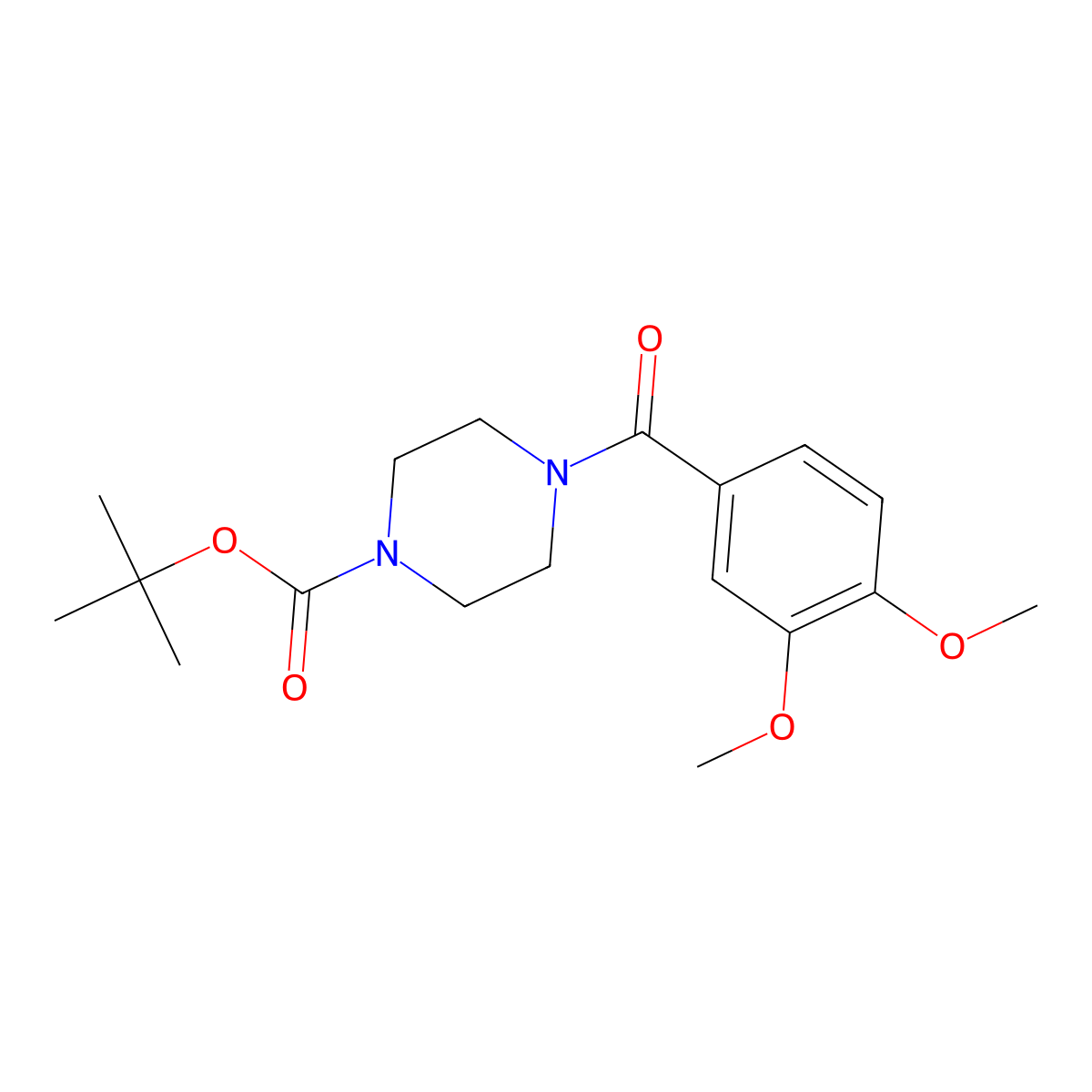1-Piperazinecarboxylic acid, 4-(3,4-dimethoxybenzoyl)-, 1,1-dimethylethyl ester molecular structure, CAS 1325340-61-1